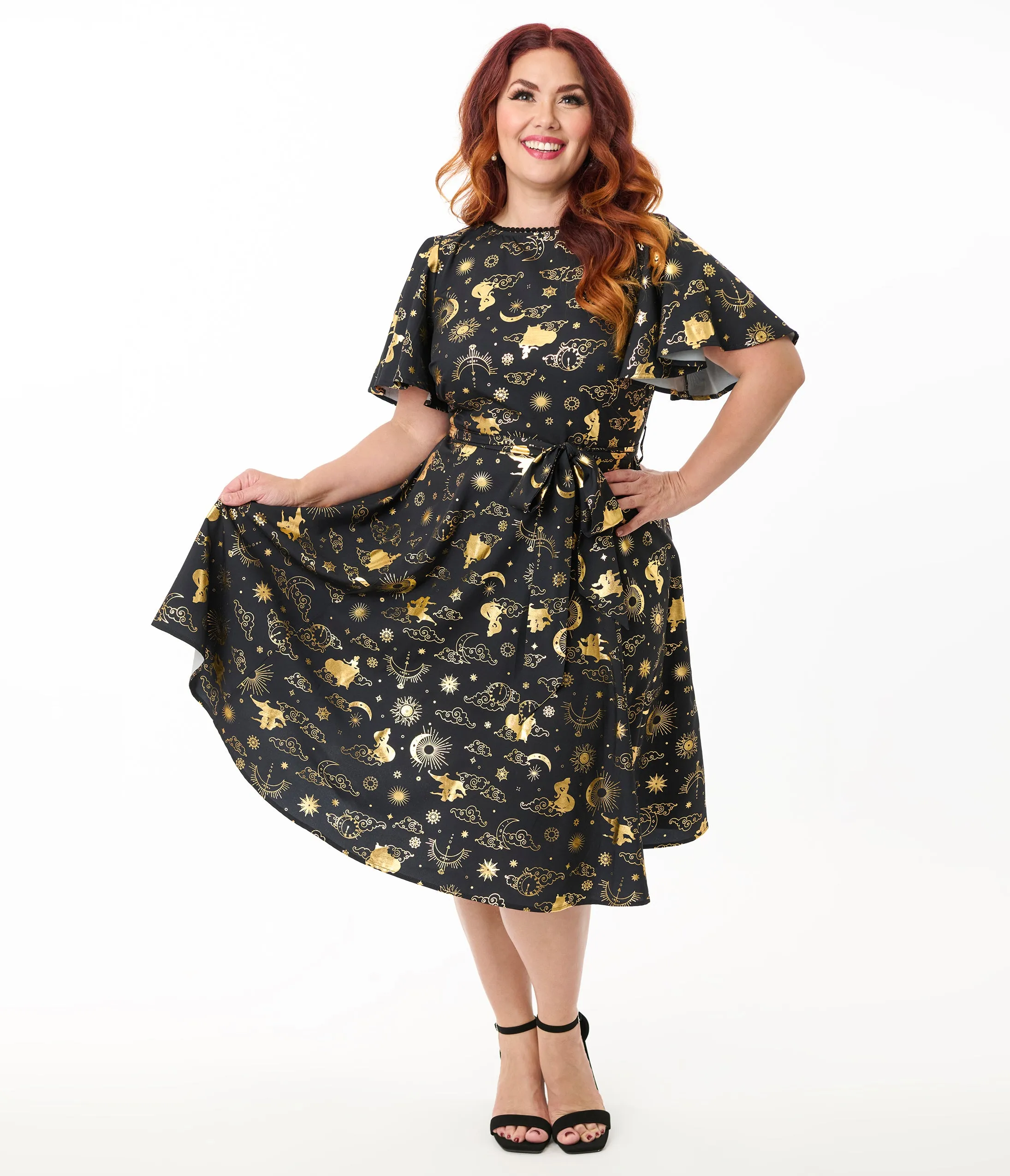 Disney Princess Collection by Unique Vintage Plus Size Gold Princess Celestial Swing Dress sold by Unique Vintage product image thumbnail 4