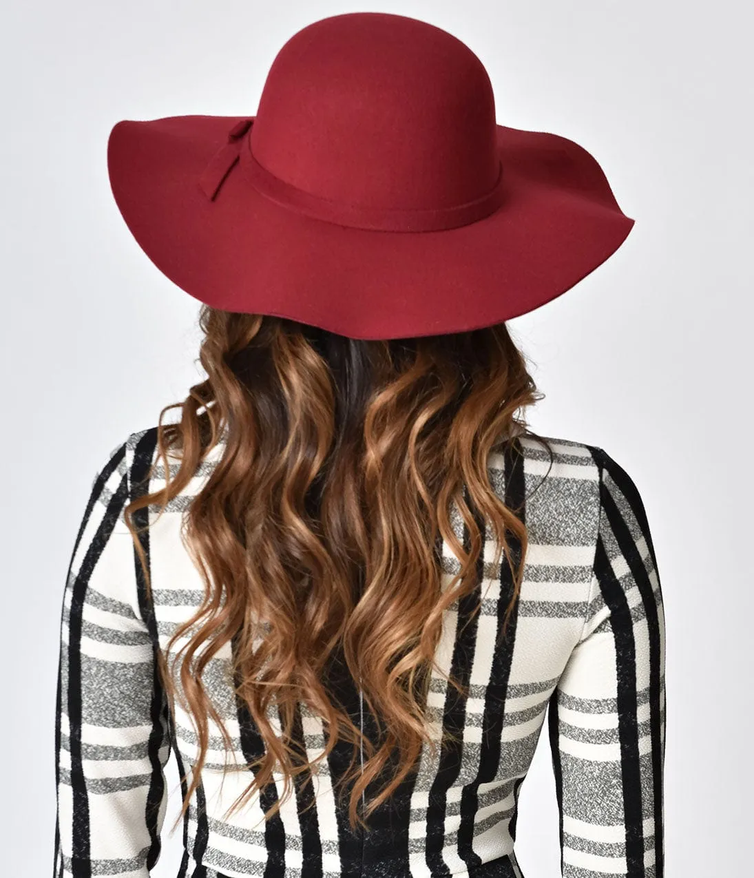 Vintage Style Burgundy Felt Wide Floppy Hat sold by Unique Vintage product image thumbnail 2