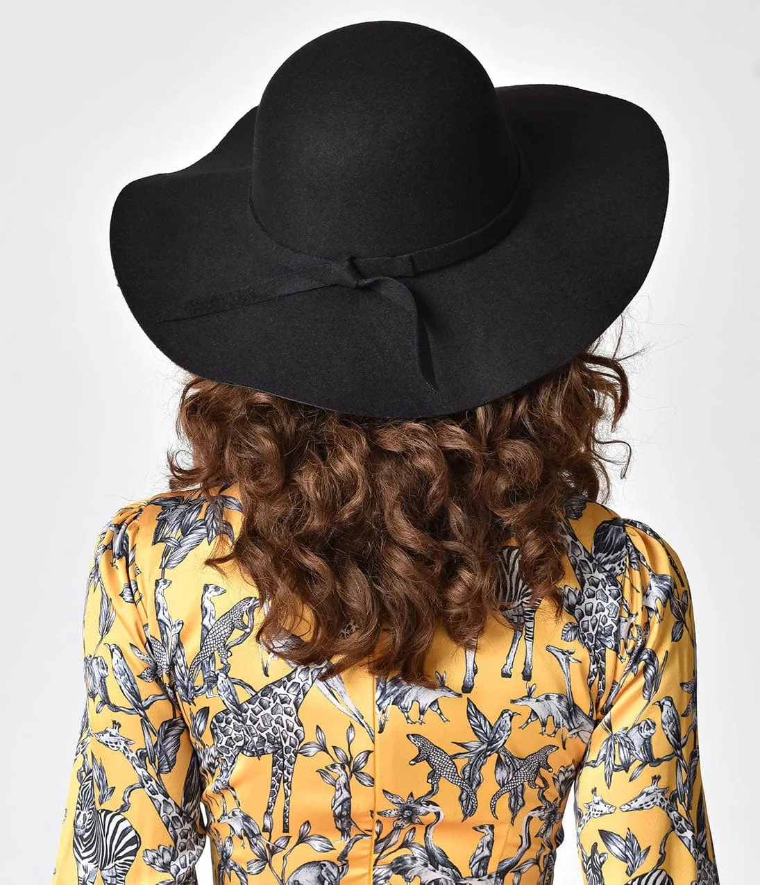 Vintage Style Black Felt Wide Floppy Hat sold by Unique Vintage product image thumbnail 2