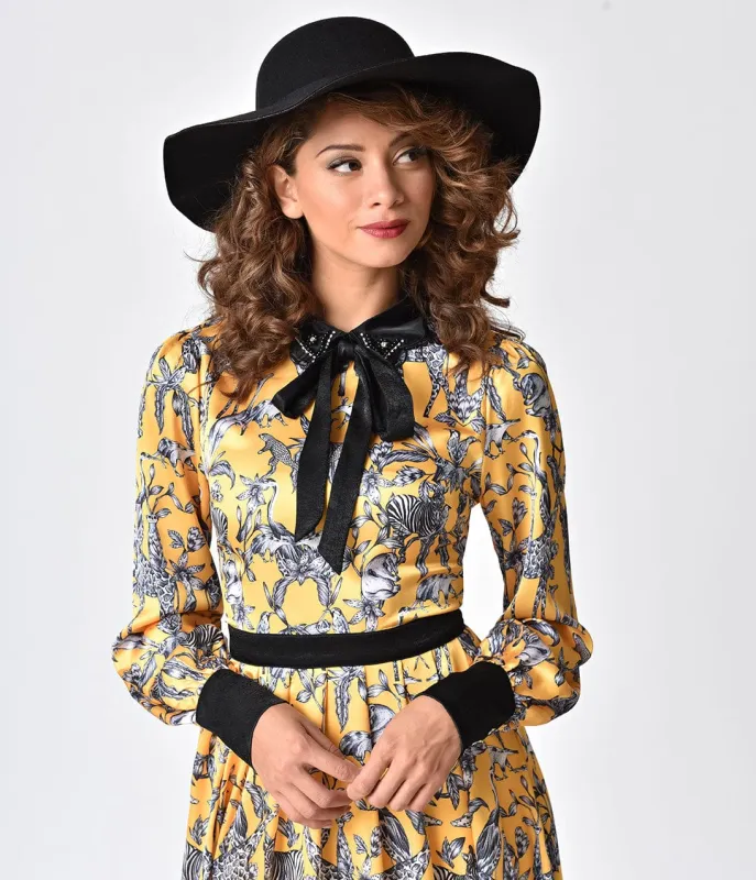 Vintage Style Black Felt Wide Floppy Hat sold by Unique Vintage