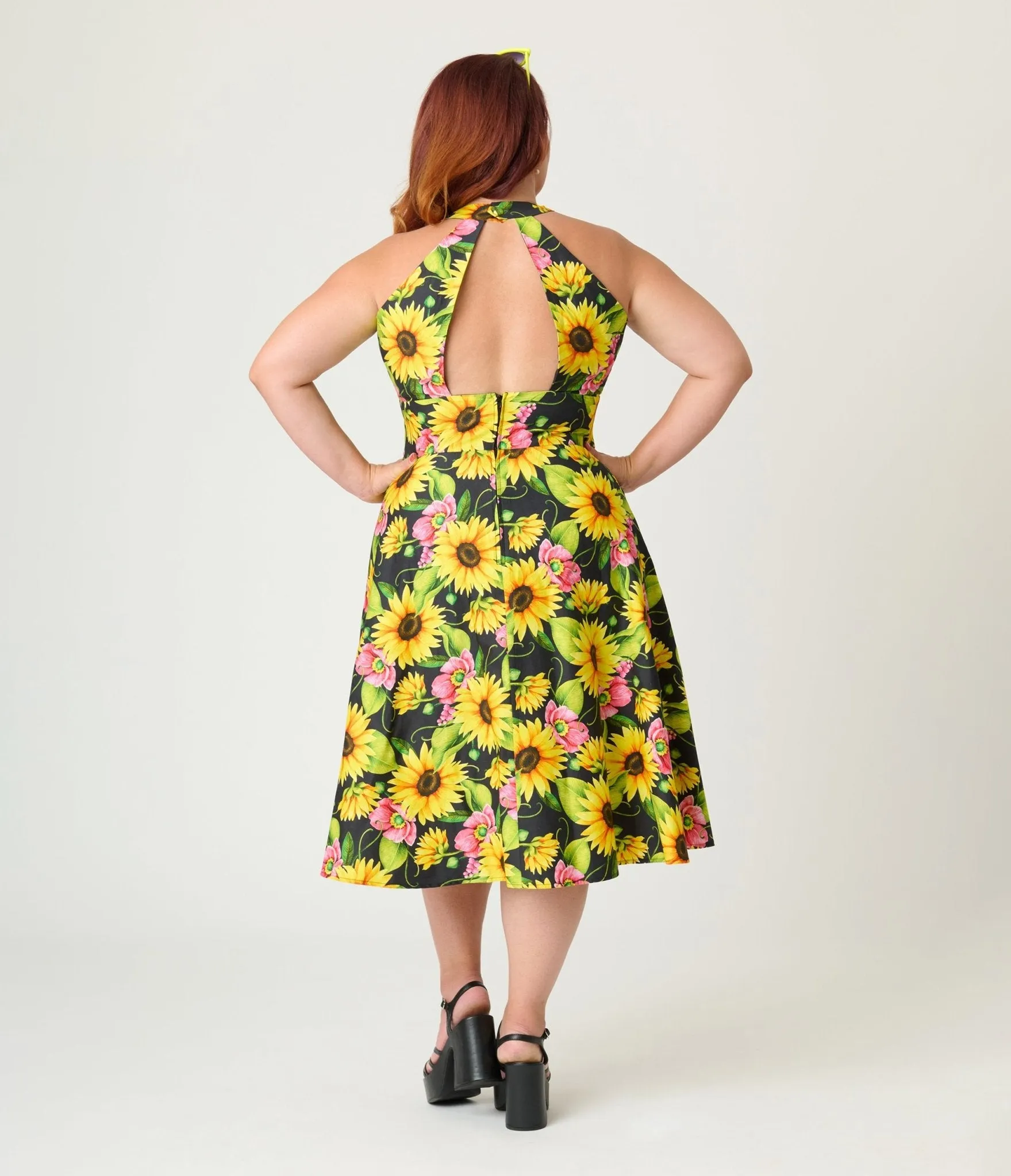Unique Vintage Plus Size Sunflower Cotton Halter Swing Dress sold by Unique Vintage product image thumbnail 2