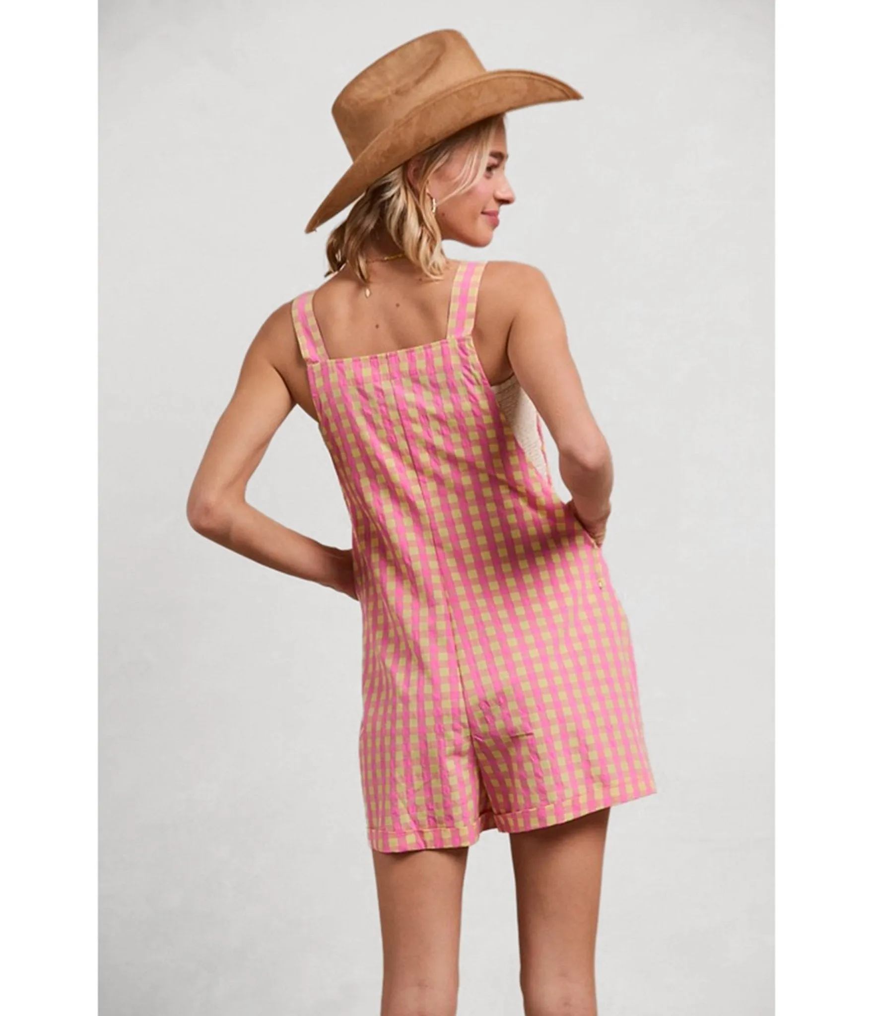 Pink Gingham Textured Romper sold by Unique Vintage product image thumbnail 2