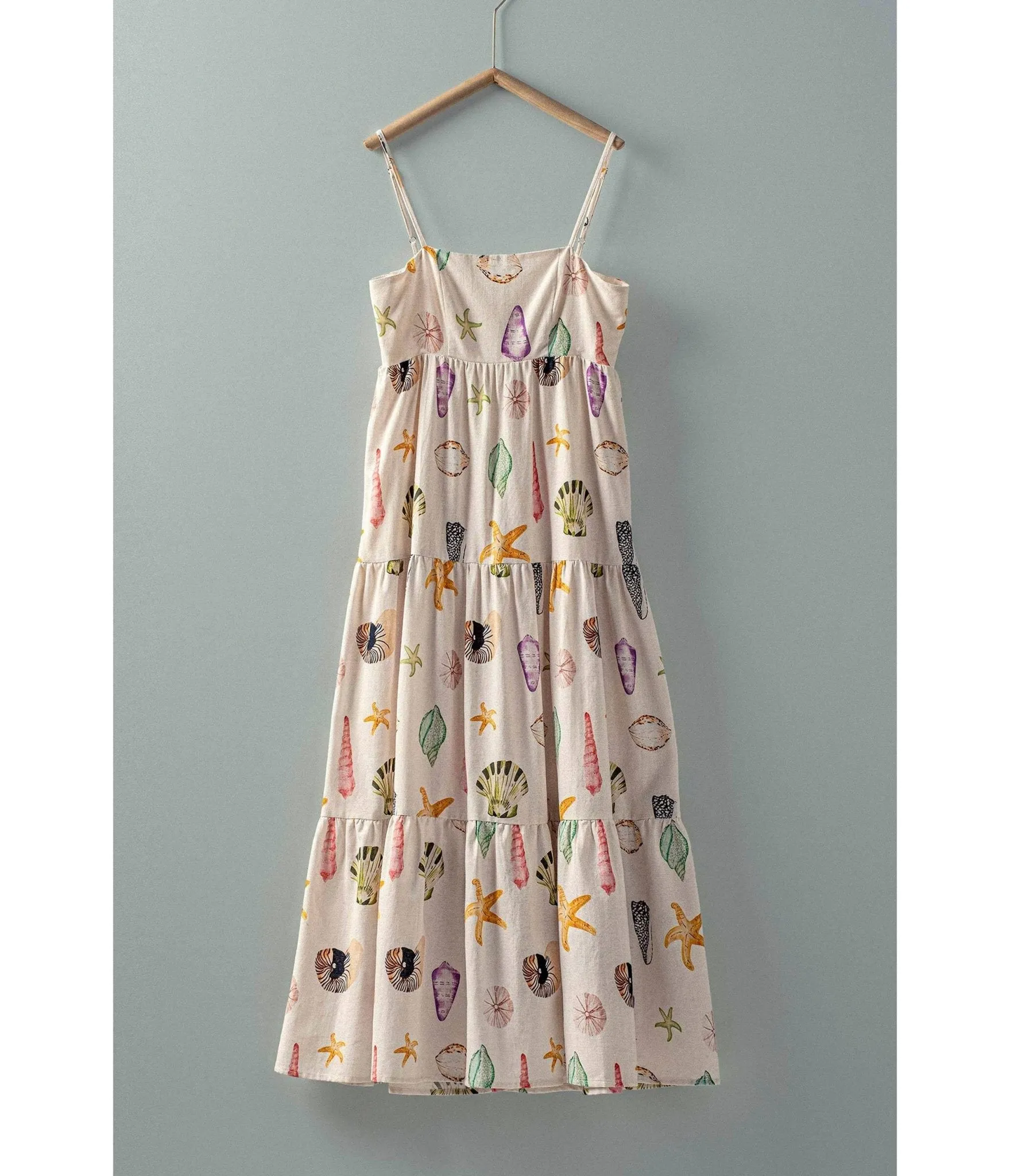 Watercolor Seashell & Starfish Tiered Beach Dress sold by Unique Vintage product image thumbnail 3