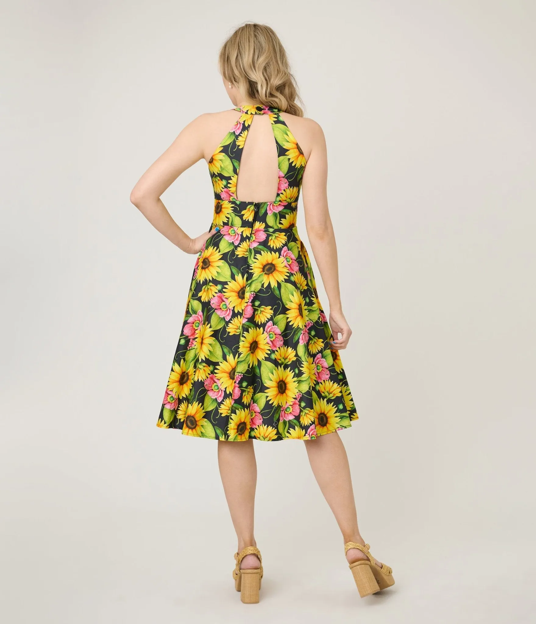 Unique Vintage Sunflower Cotton Halter Swing Dress sold by Unique Vintage product image thumbnail 3
