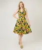 Unique Vintage Sunflower Cotton Halter Swing Dress sold by Unique Vintage