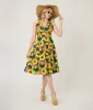 Unique Vintage Sunflower Cotton Halter Swing Dress sold by Unique Vintage