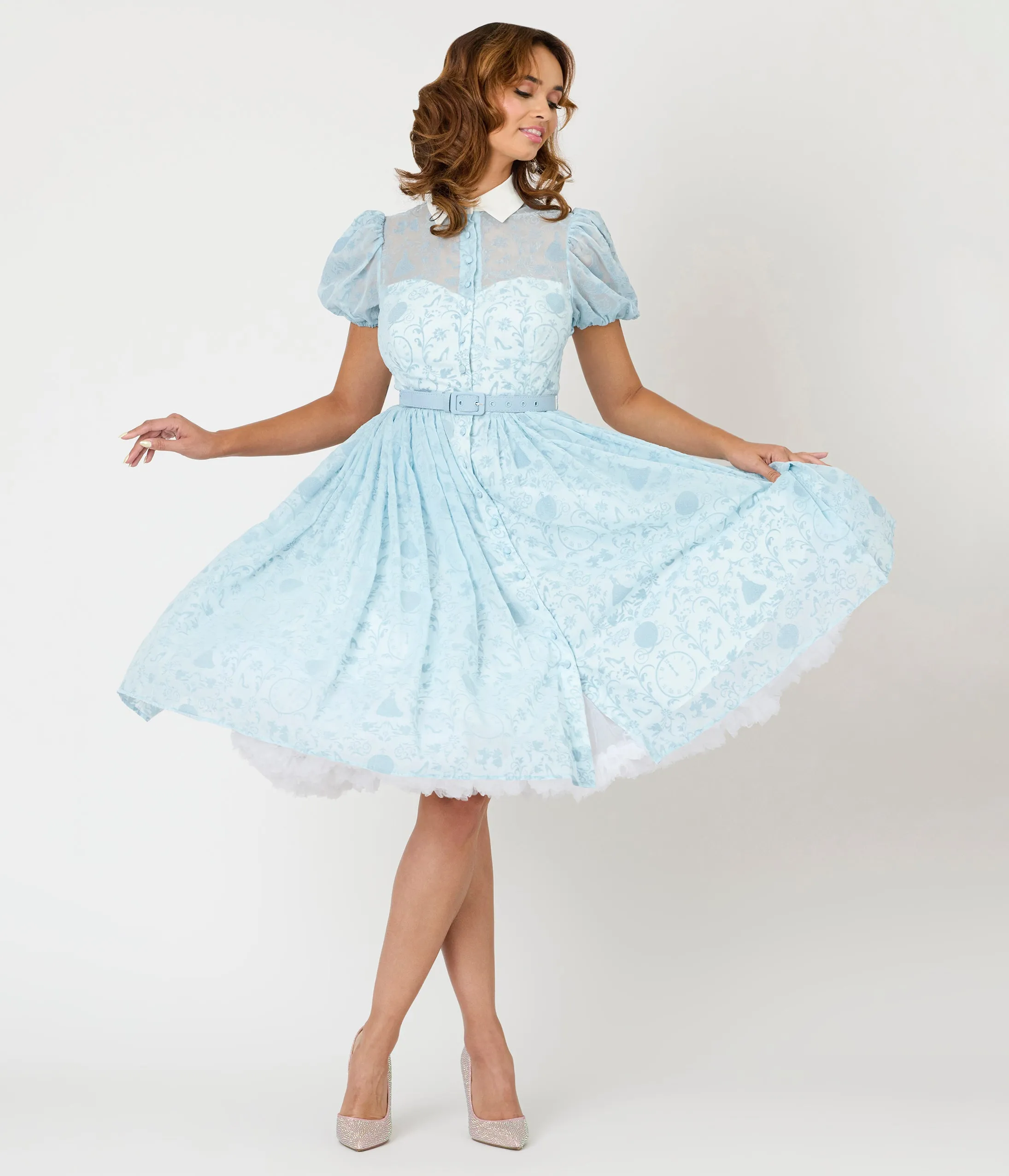 Disney's Cinderella Collection by Unique Vintage Cinderella The Clock Strikes Midnight Blue Swing Dress sold by Unique Vintage product image thumbnail 3