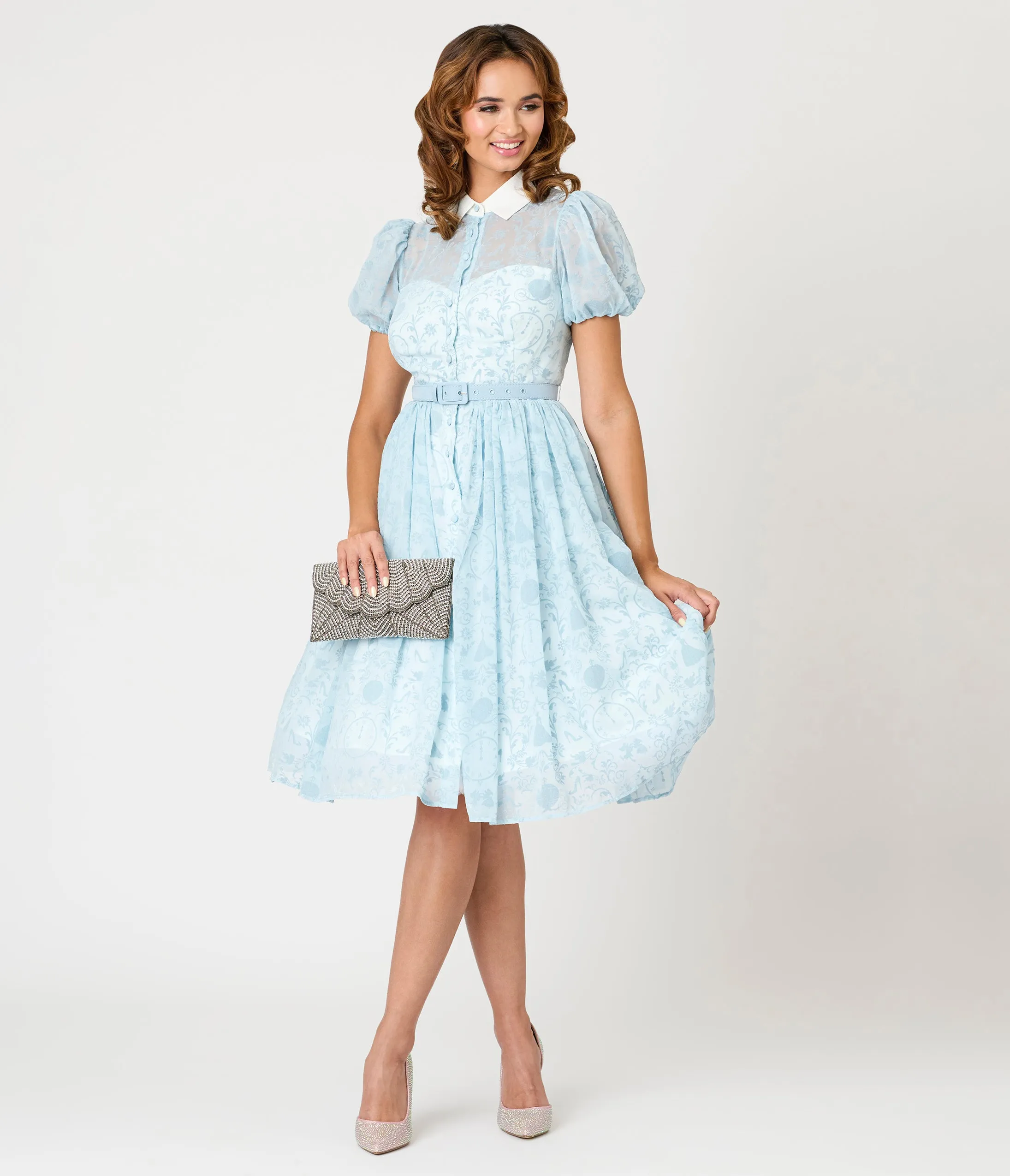 Disney's Cinderella Collection by Unique Vintage Cinderella The Clock Strikes Midnight Blue Swing Dress sold by Unique Vintage product image thumbnail 4