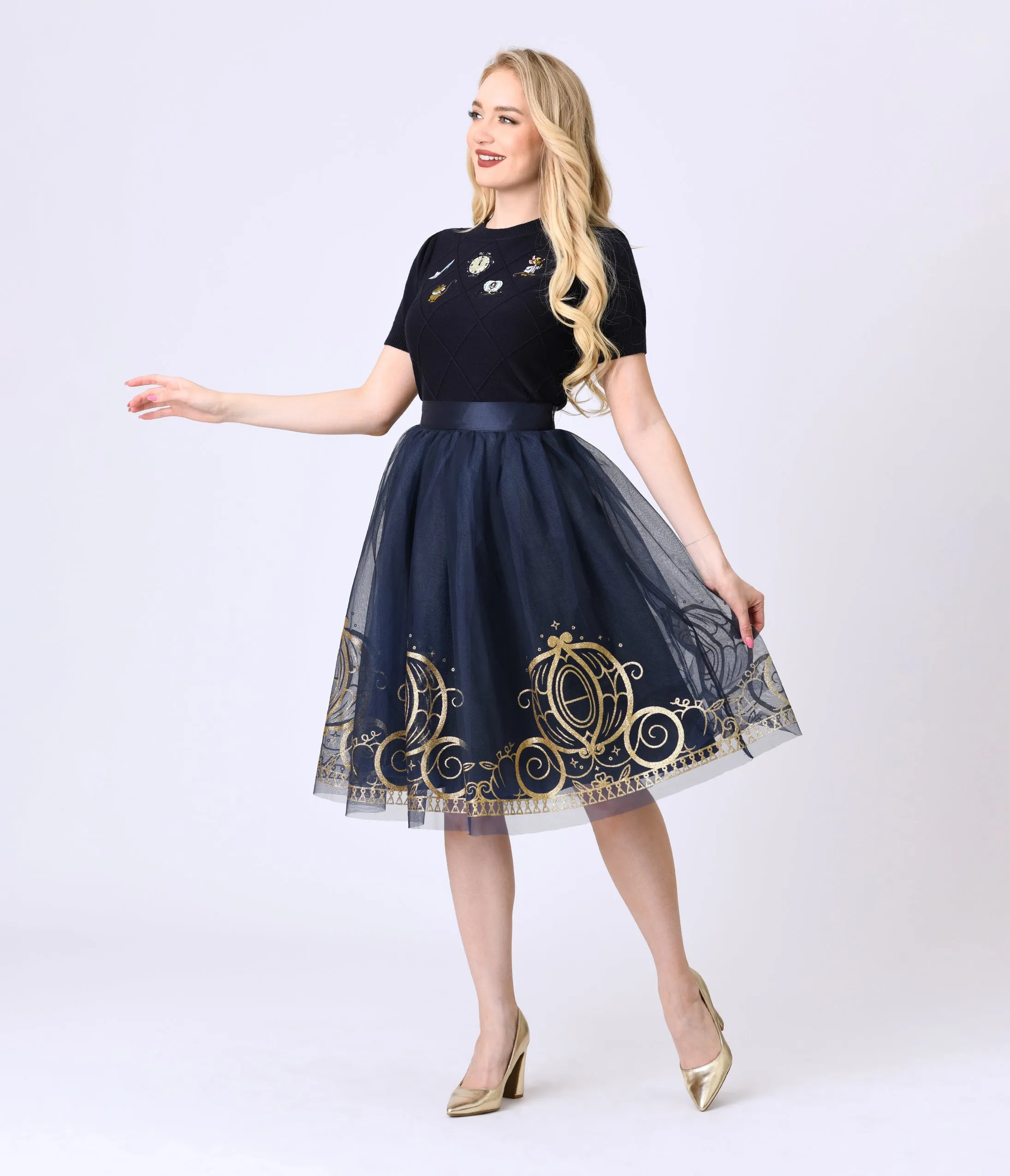 Disney's Cinderella Collection by Unique Vintage Navy Cinderella Icons Sweater sold by Unique Vintage product image thumbnail 4