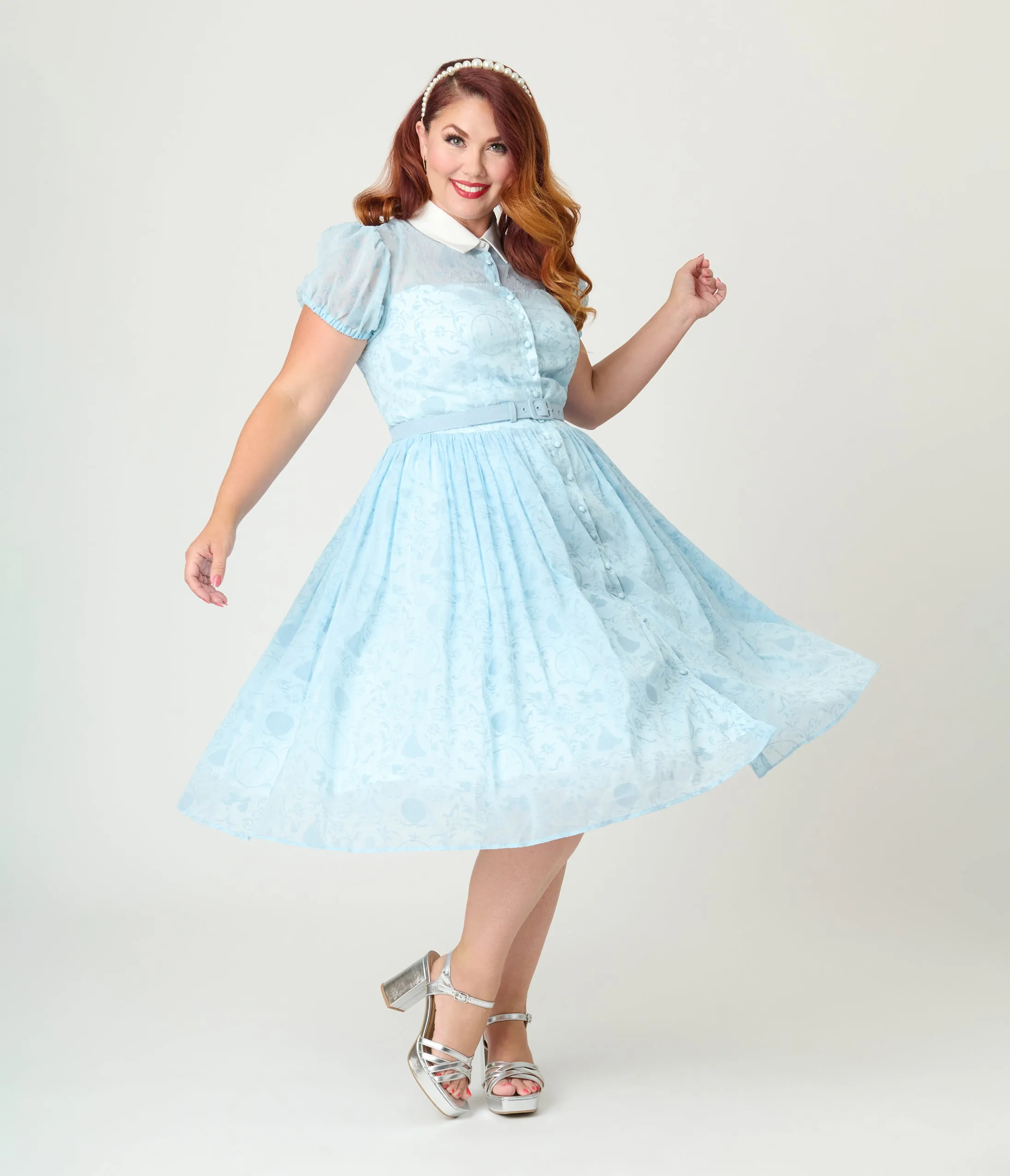 Disney's Cinderella Collection by Unique Vintage Plus Size Cinderella The Clock Strikes Midnight Blue Swing Dress sold by Unique Vintage product image thumbnail 3