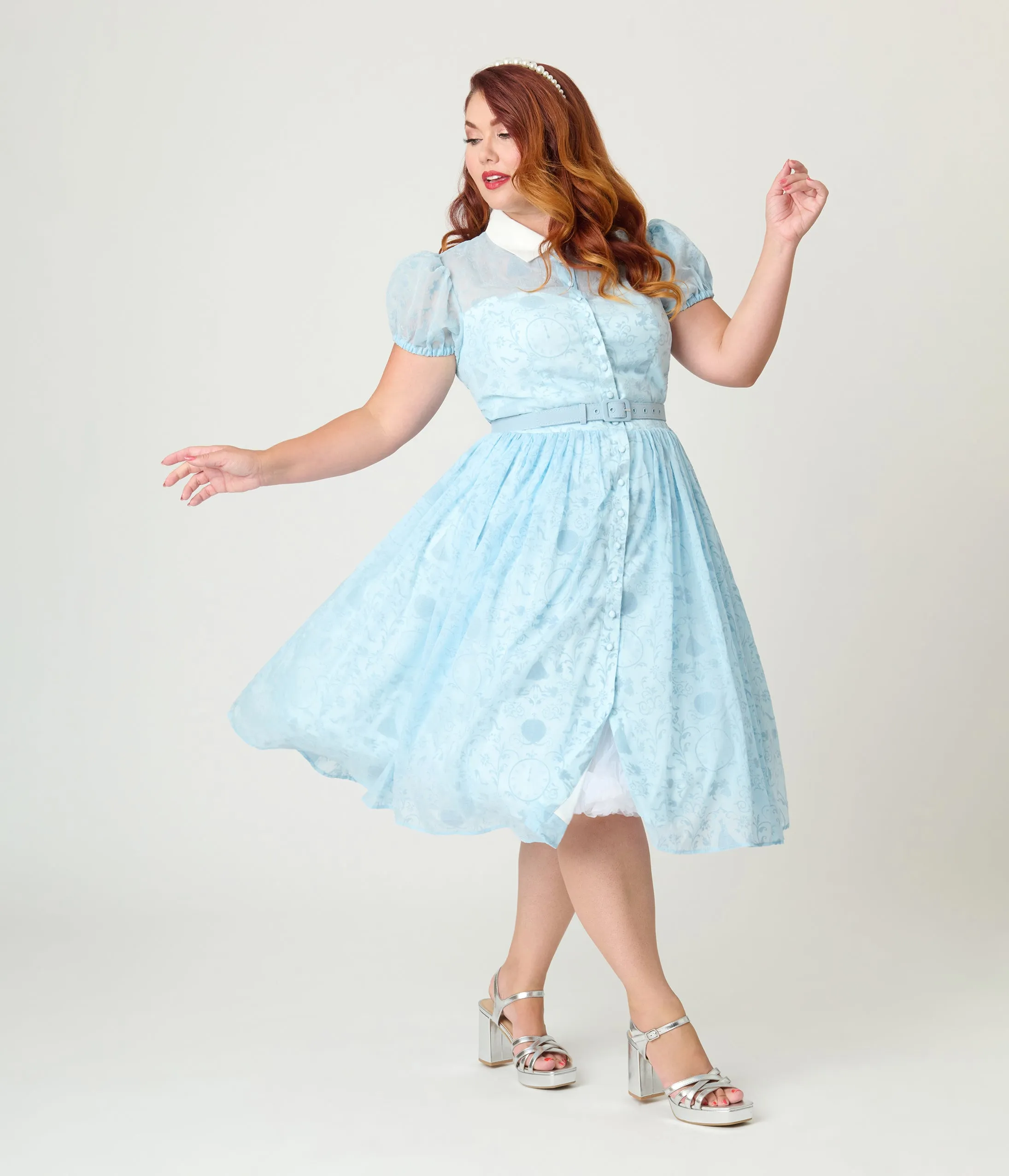 Disney's Cinderella Collection by Unique Vintage Plus Size Cinderella The Clock Strikes Midnight Blue Swing Dress sold by Unique Vintage