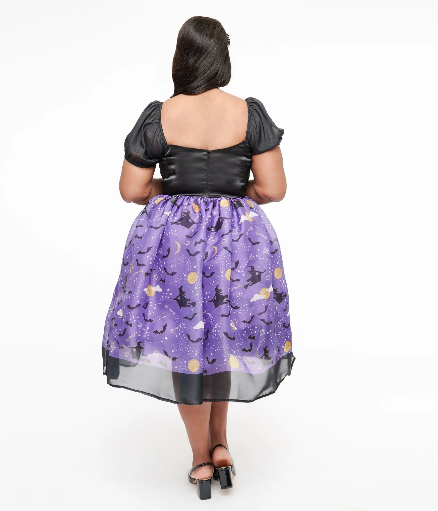 Unique Vintage Plus Size Light Up 1950s Black & Purple Witch Swing Dress sold by Unique Vintage product image thumbnail 2