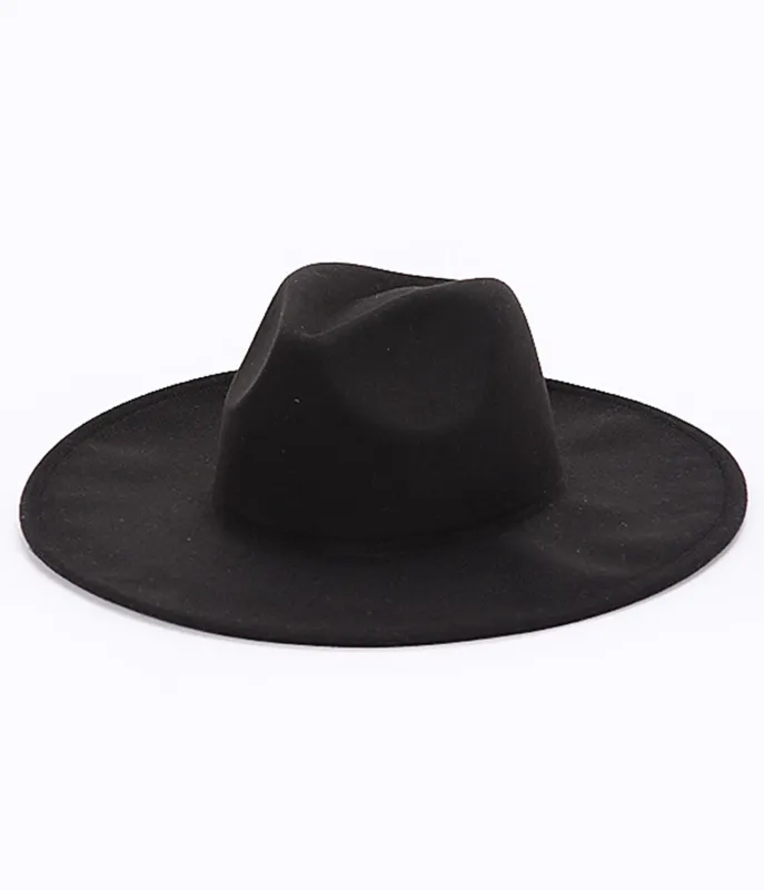 Black Faux Wool Fedora Hat sold by Unique Vintage