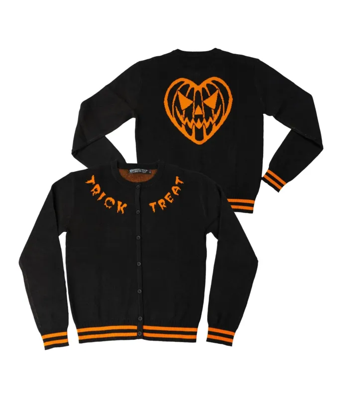 Black & Orange Trick Or Treat Cardigan sold by Unique Vintage