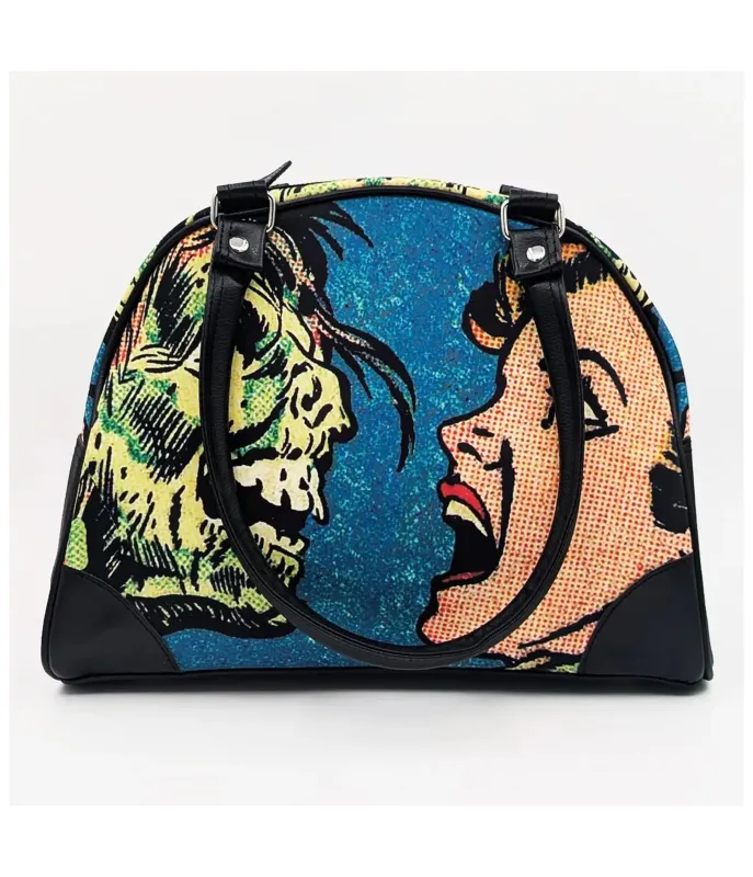 Kiss of Death Monster Leatherette Bowler Bag sold by Unique Vintage