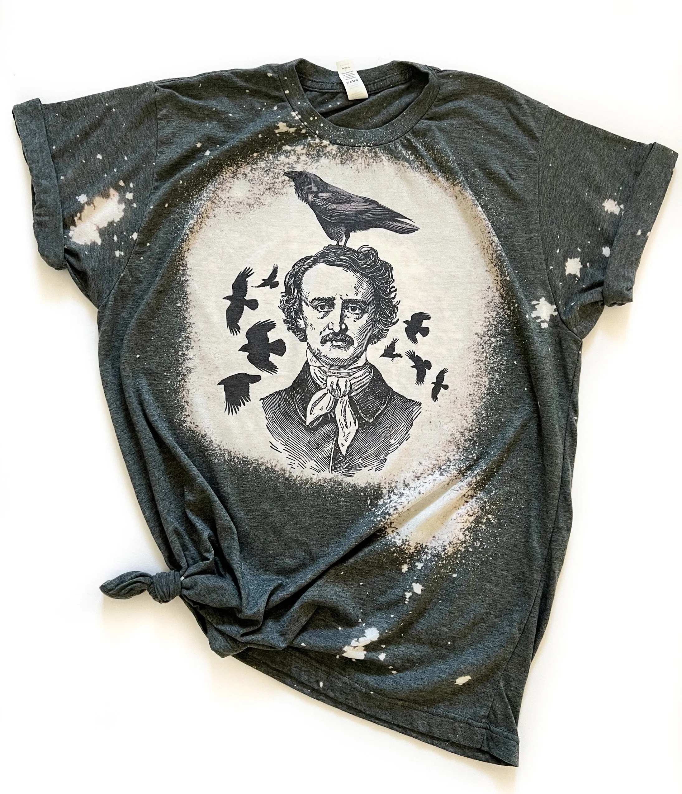 Poe Raven Unisex Bleached Graphic Tee sold by Unique Vintage