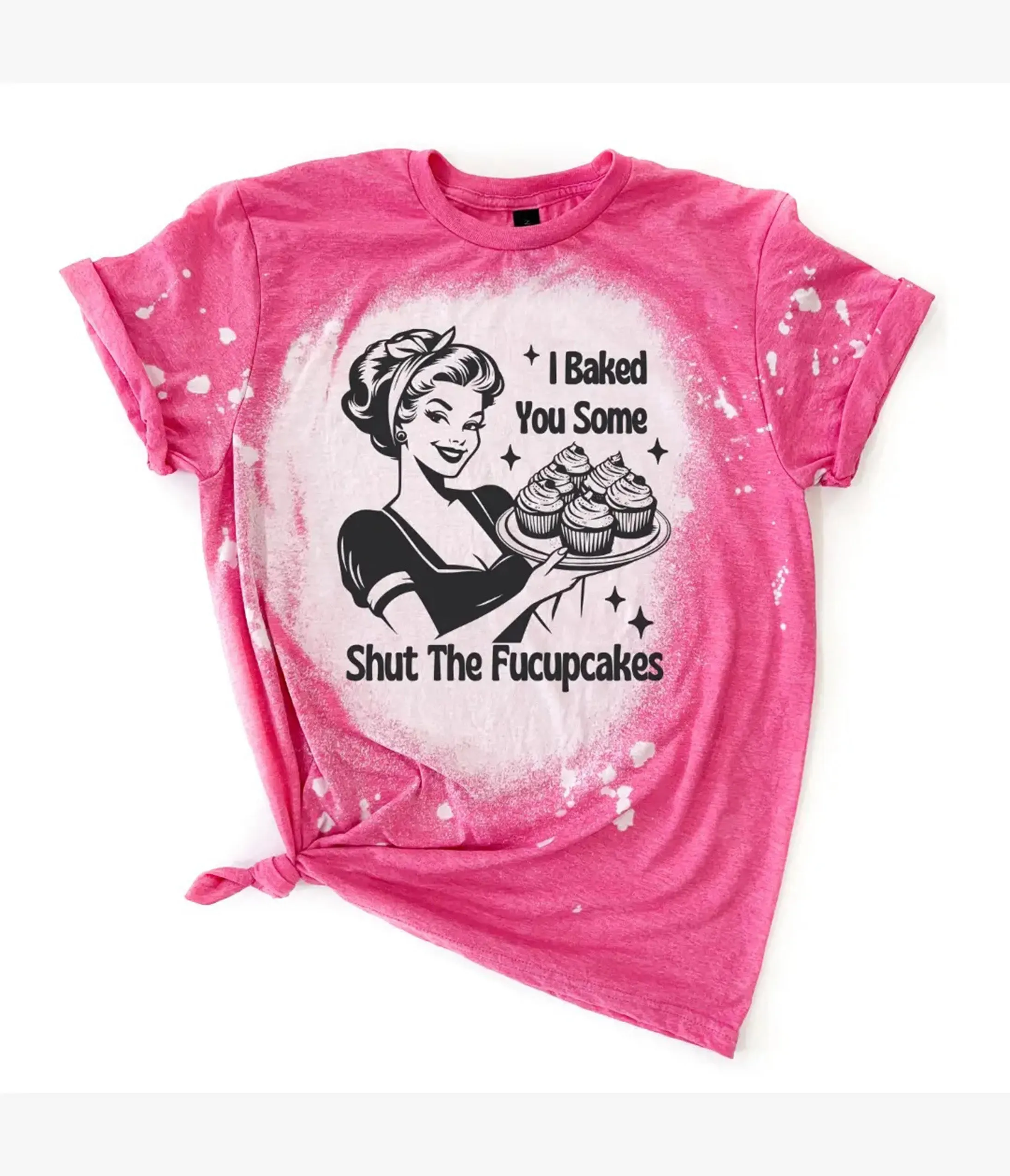 Shut the Fucupcakes Unisex Bleached Tee sold by Unique Vintage