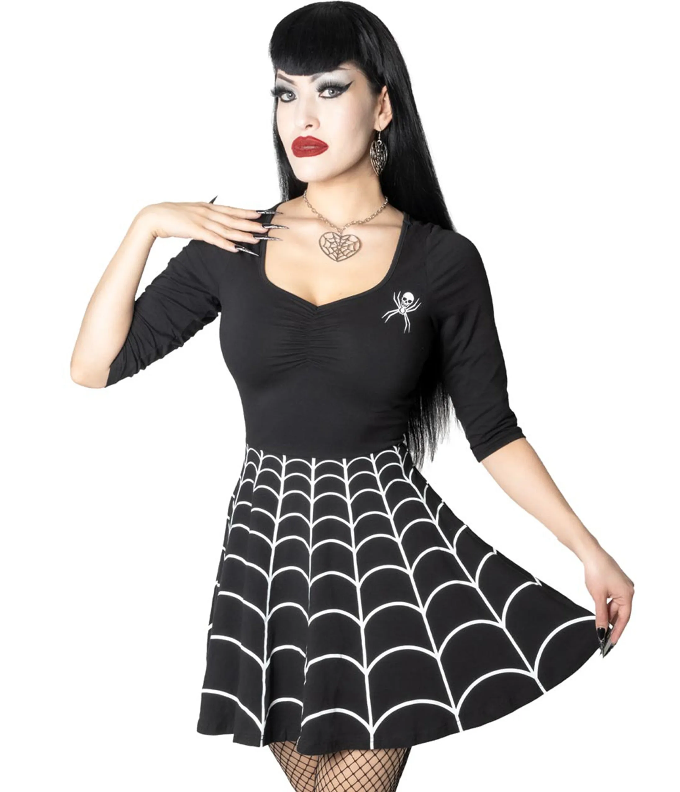 Black Spiderweb Skater Dress sold by Unique Vintage