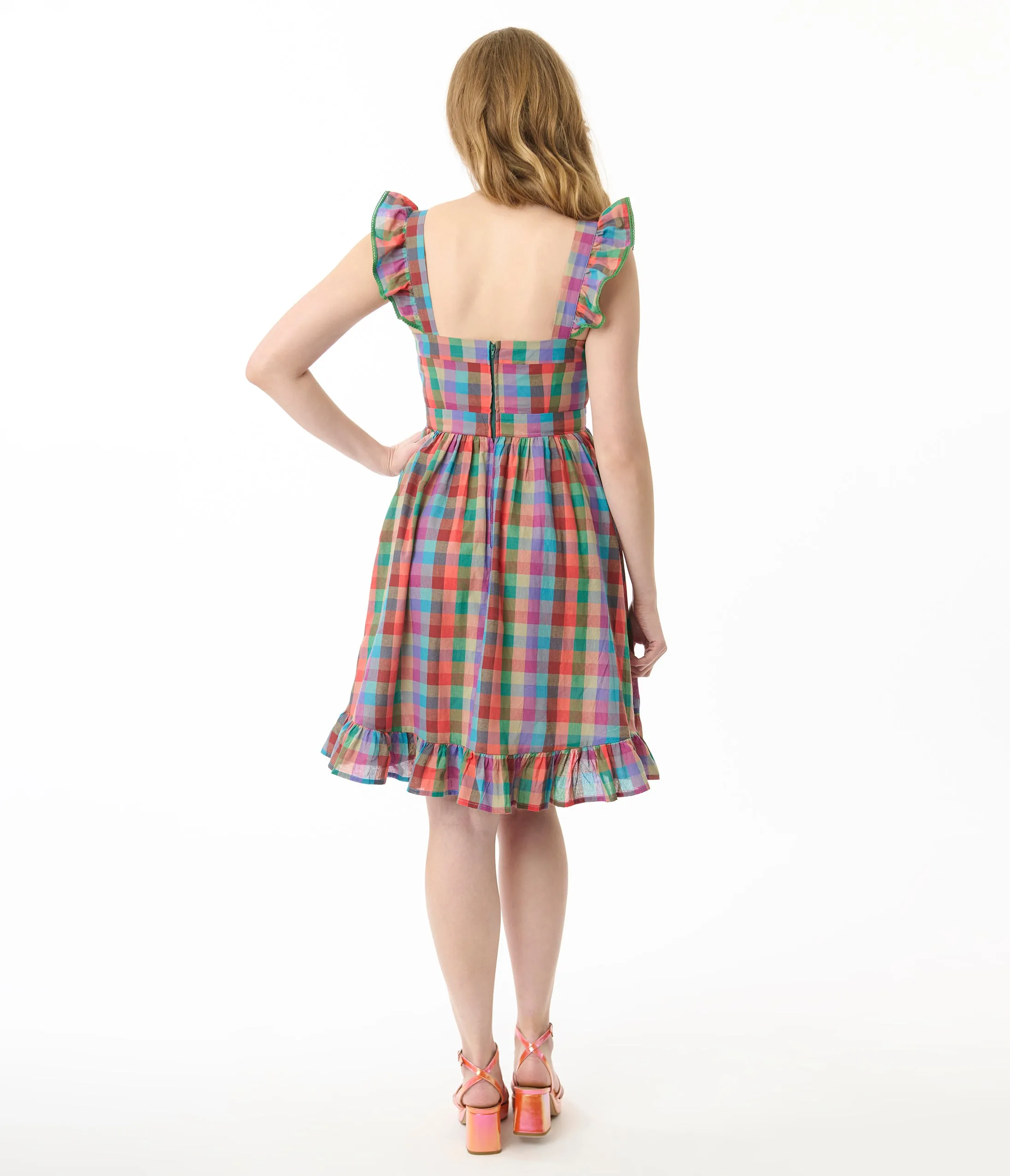 Smak Parlour Rainbow Plaid Corset Fit & Flare Dress sold by Unique Vintage product image thumbnail 3