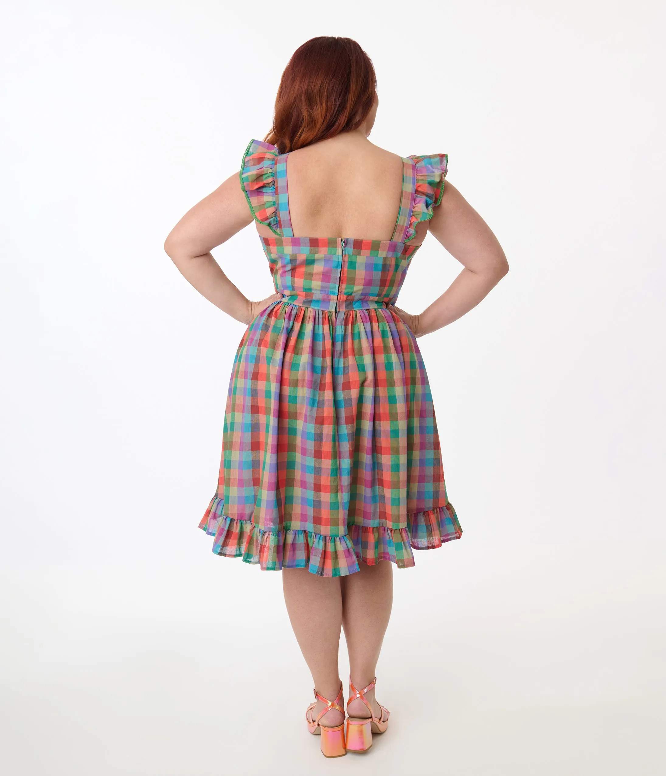 Smak Parlour Plus Size Rainbow Plaid Corset Fit & Flare Dress sold by Unique Vintage product image thumbnail 3