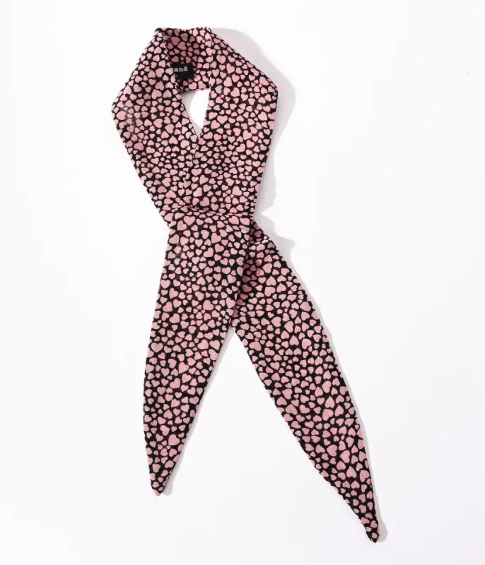 Black & Pink Hearts Hair Scarf sold by Unique Vintage