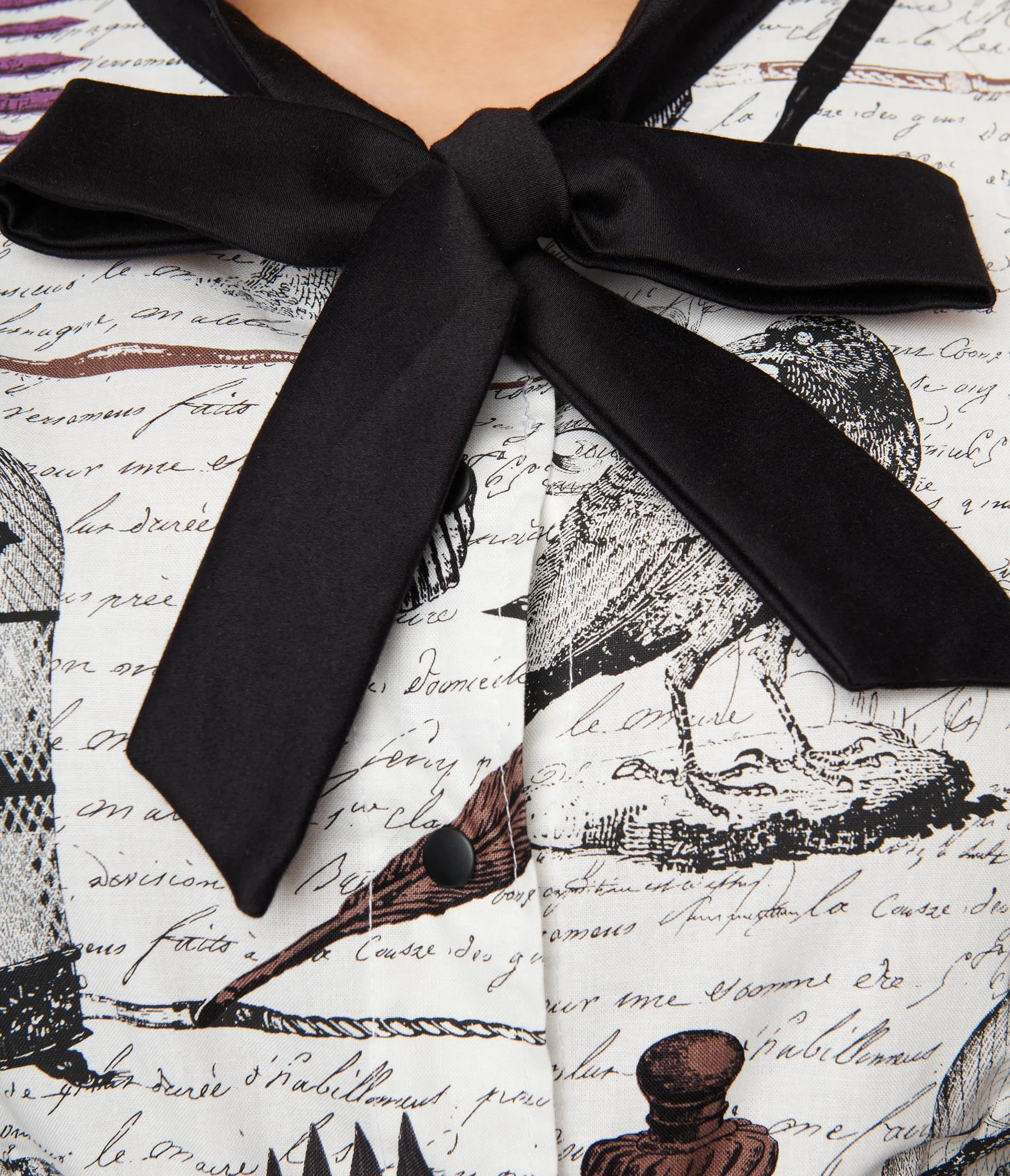 White Gothic Poet Script Tie Neck Top sold by Unique Vintage product image thumbnail 2