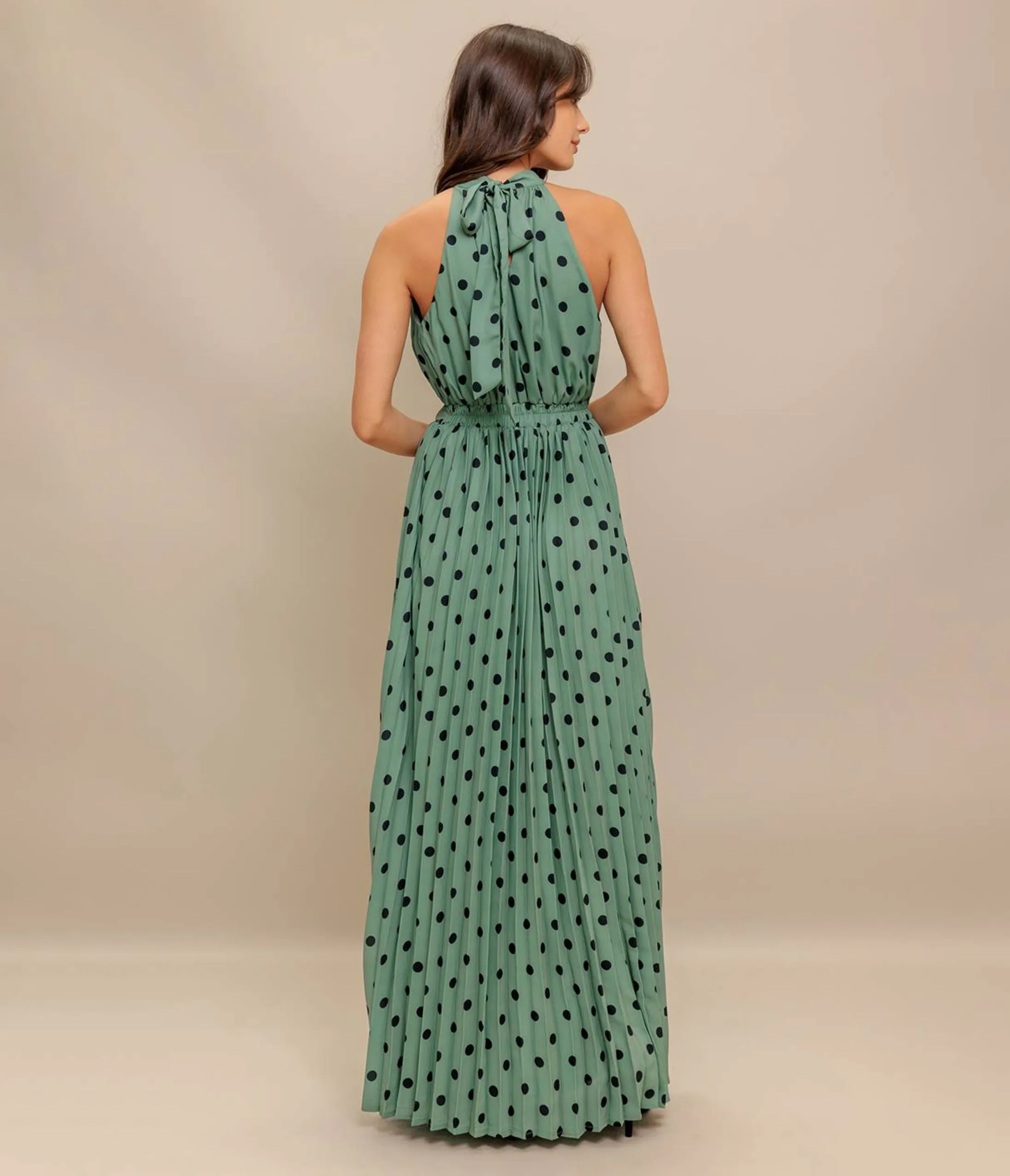 Sage Green & Black Polka Dot Maxi Dress sold by Unique Vintage product image thumbnail 5