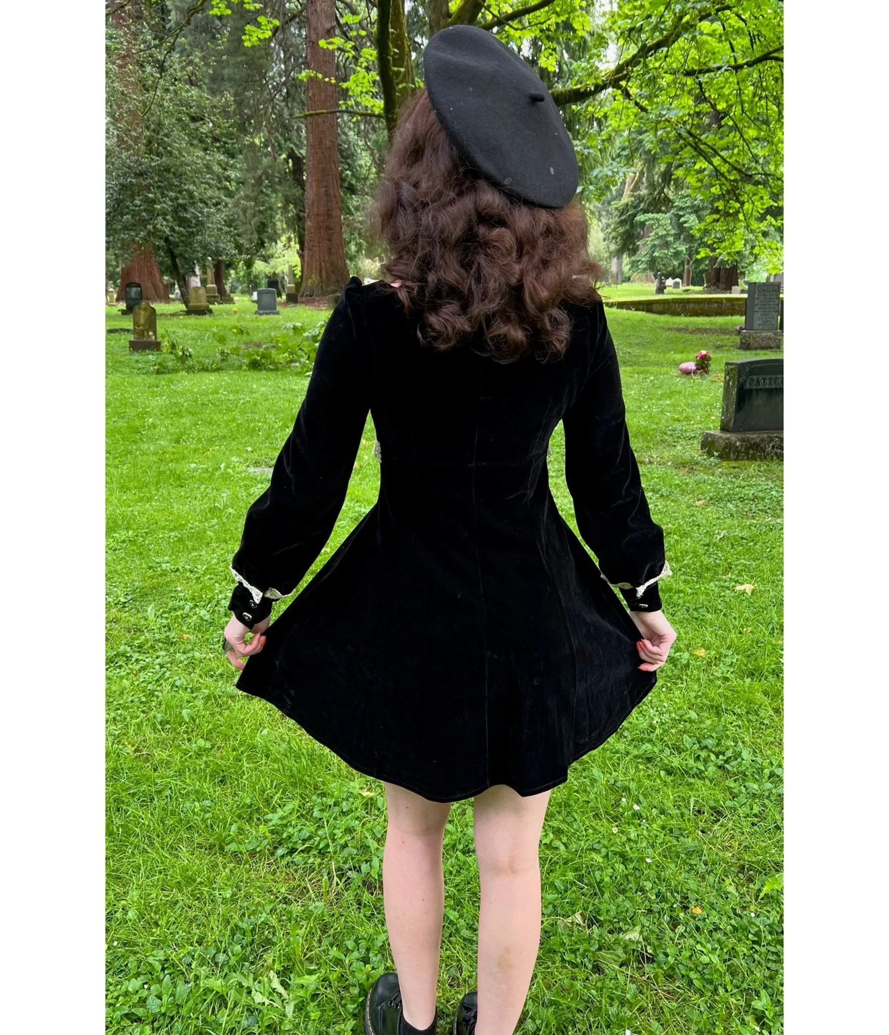 Witchwood Bags Black Sabrina Luscious Velvet Mini Dress sold by Unique Vintage product image thumbnail 2