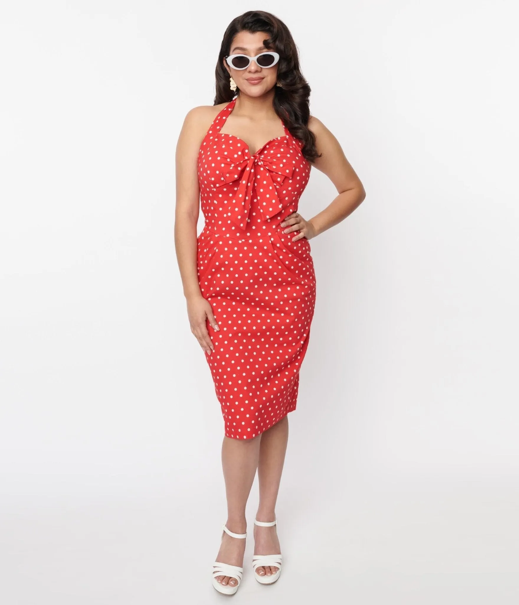 Red & White Polka Wiggle Dress sold by Unique Vintage product image thumbnail 5