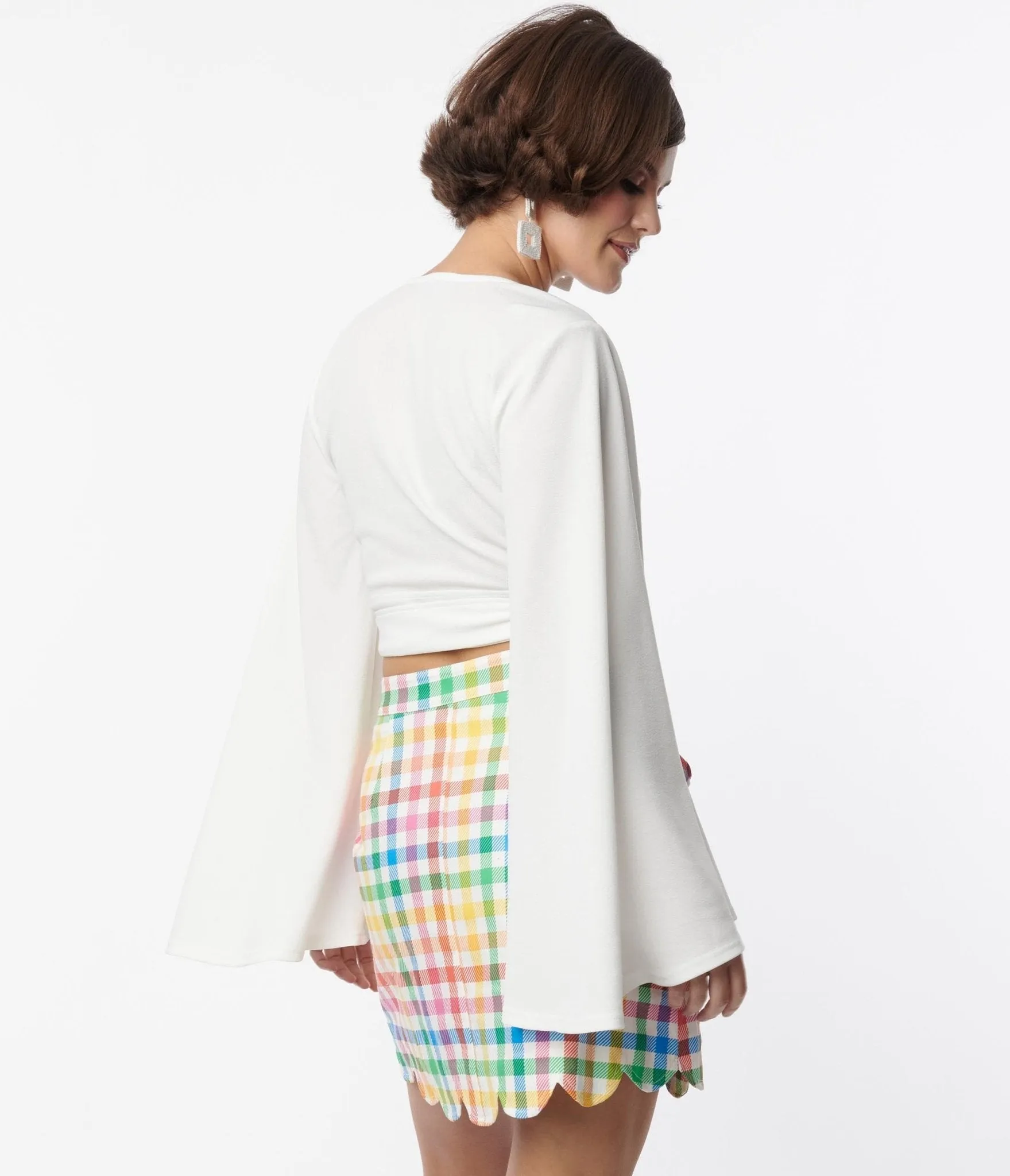 Smak Parlour 1970s Rainbow Gingham Campus Mini Skirt sold by Unique Vintage product image thumbnail 3