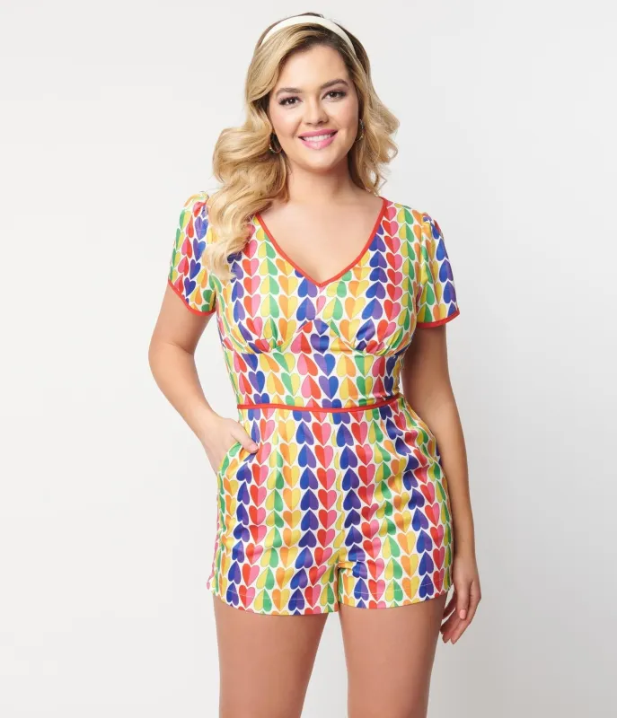Unique Vintage 1940s Rainbow Heart Romper sold by Unique Vintage