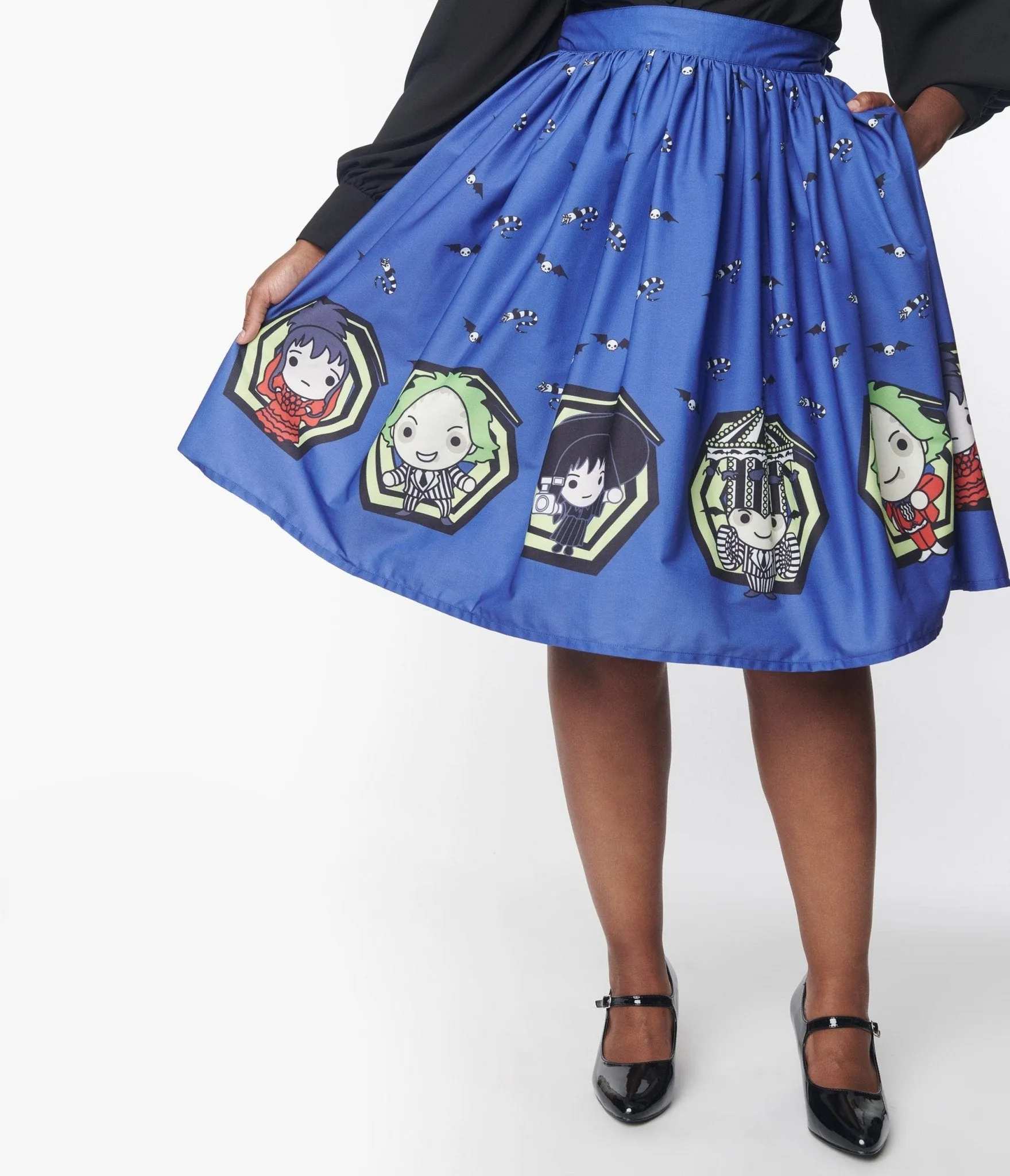Beetlejuice x Unique Vintage Beetlejuice Characters Gellar Swing Skirt sold by Unique Vintage product image thumbnail 2