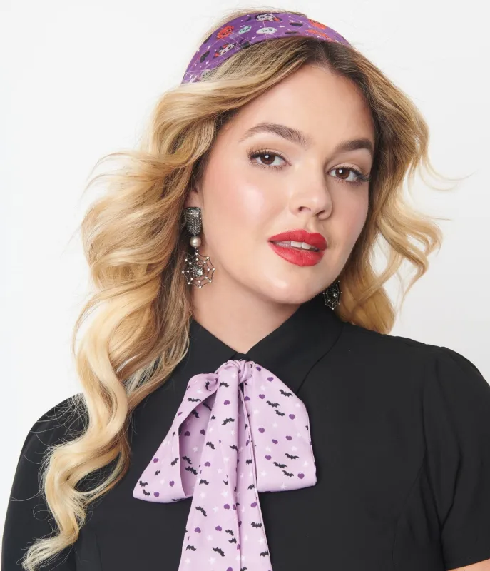 Kou Kou x Unique Vintage Purple Kou Kou Print Hair Scarf sold by Unique Vintage