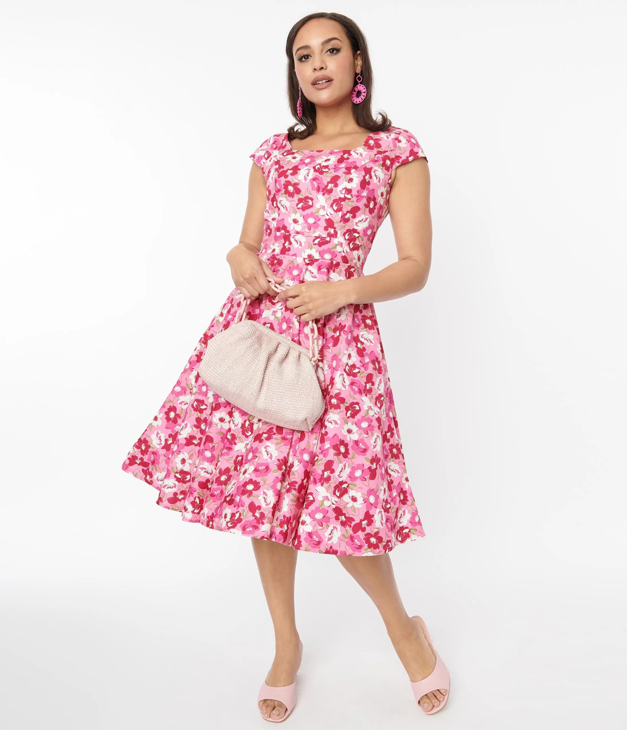 Magnolia Place Pink Floral Anna Swing Dress sold by Unique Vintage product image thumbnail 4