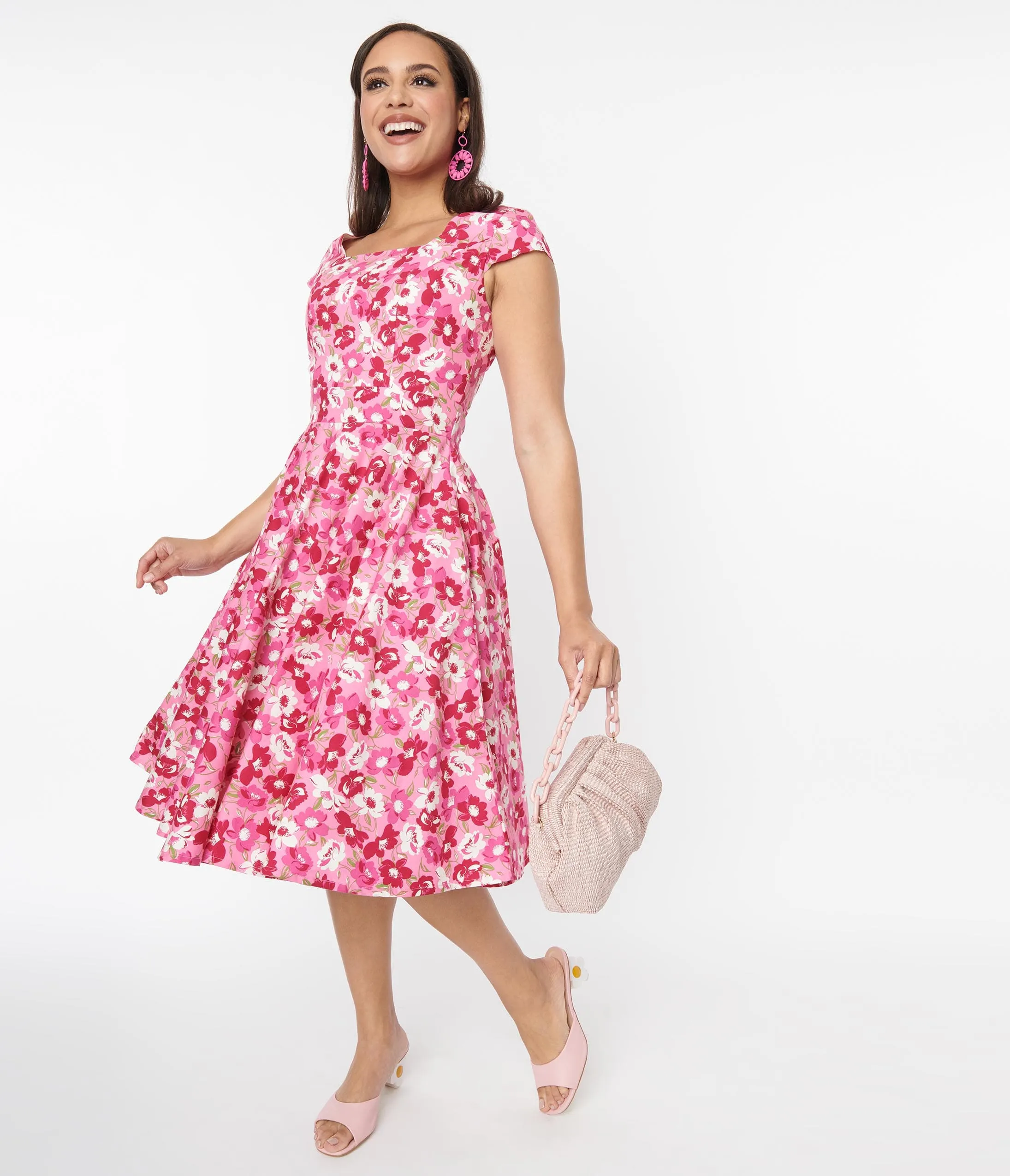 Magnolia Place Pink Floral Anna Swing Dress sold by Unique Vintage product image thumbnail 5