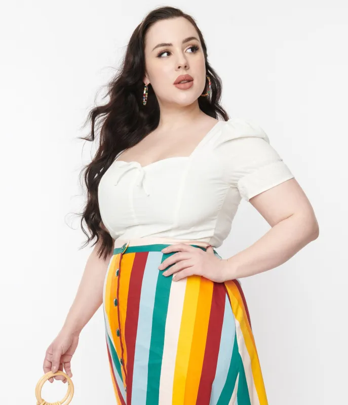 White Poppy Crop Top sold by Unique Vintage