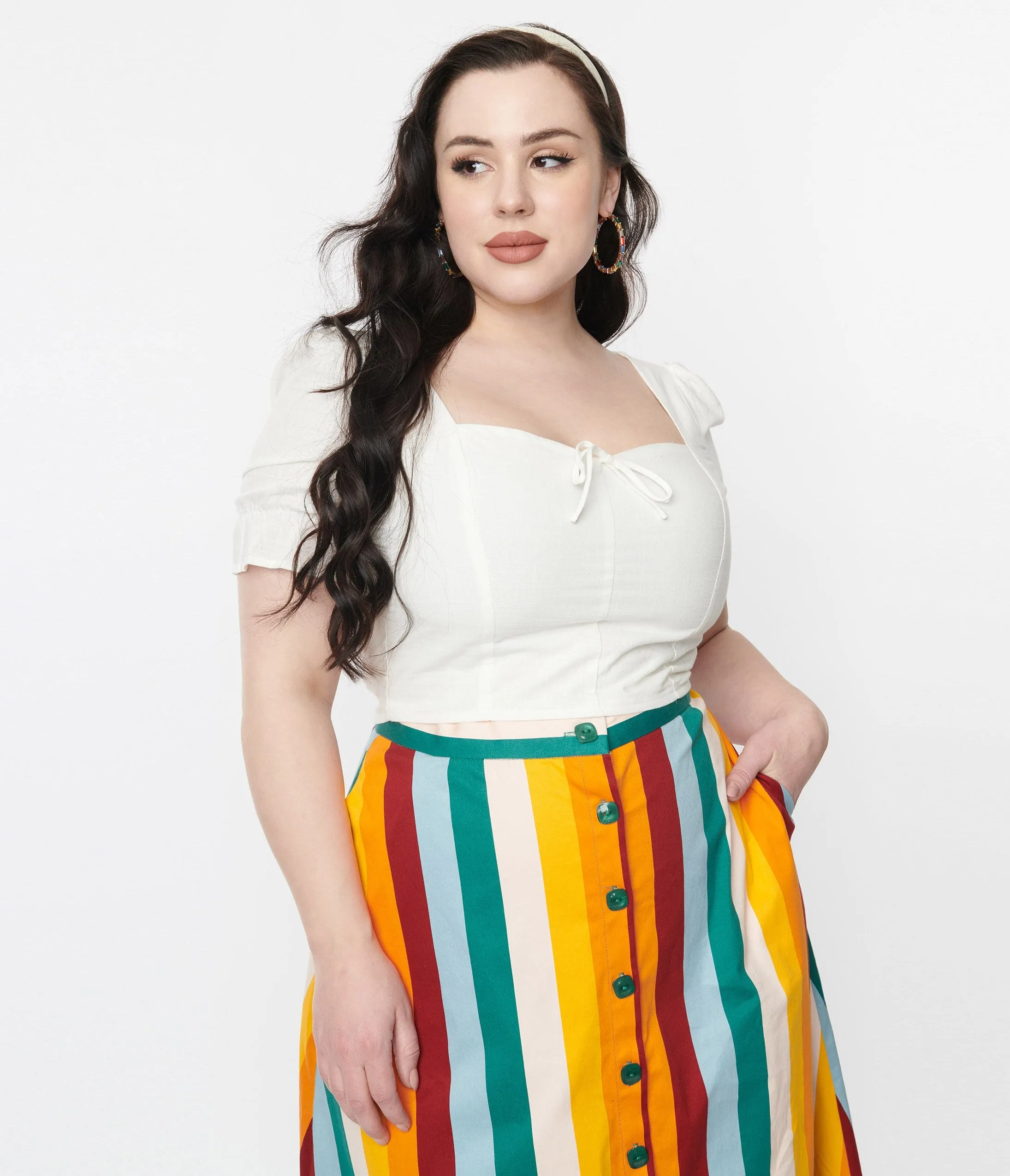 White Poppy Crop Top sold by Unique Vintage product image thumbnail 5