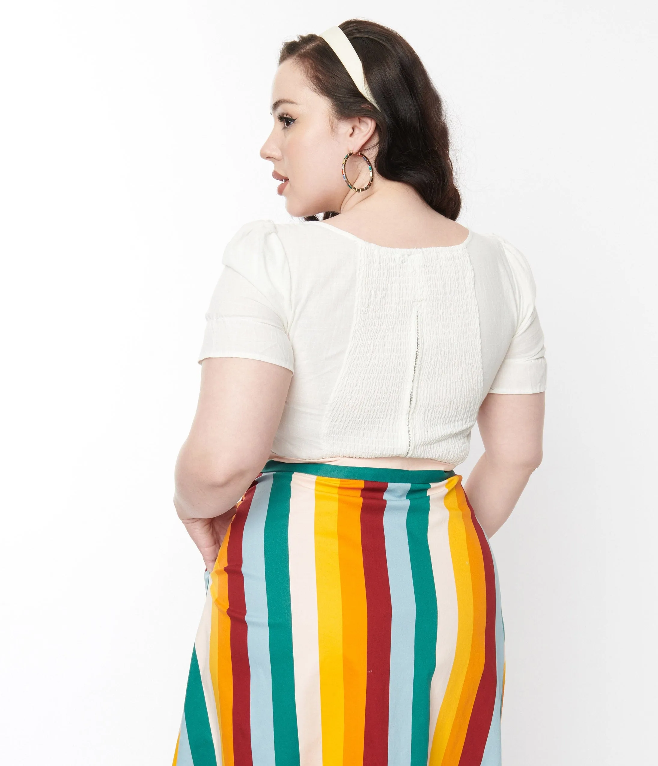 White Poppy Crop Top sold by Unique Vintage product image thumbnail 2