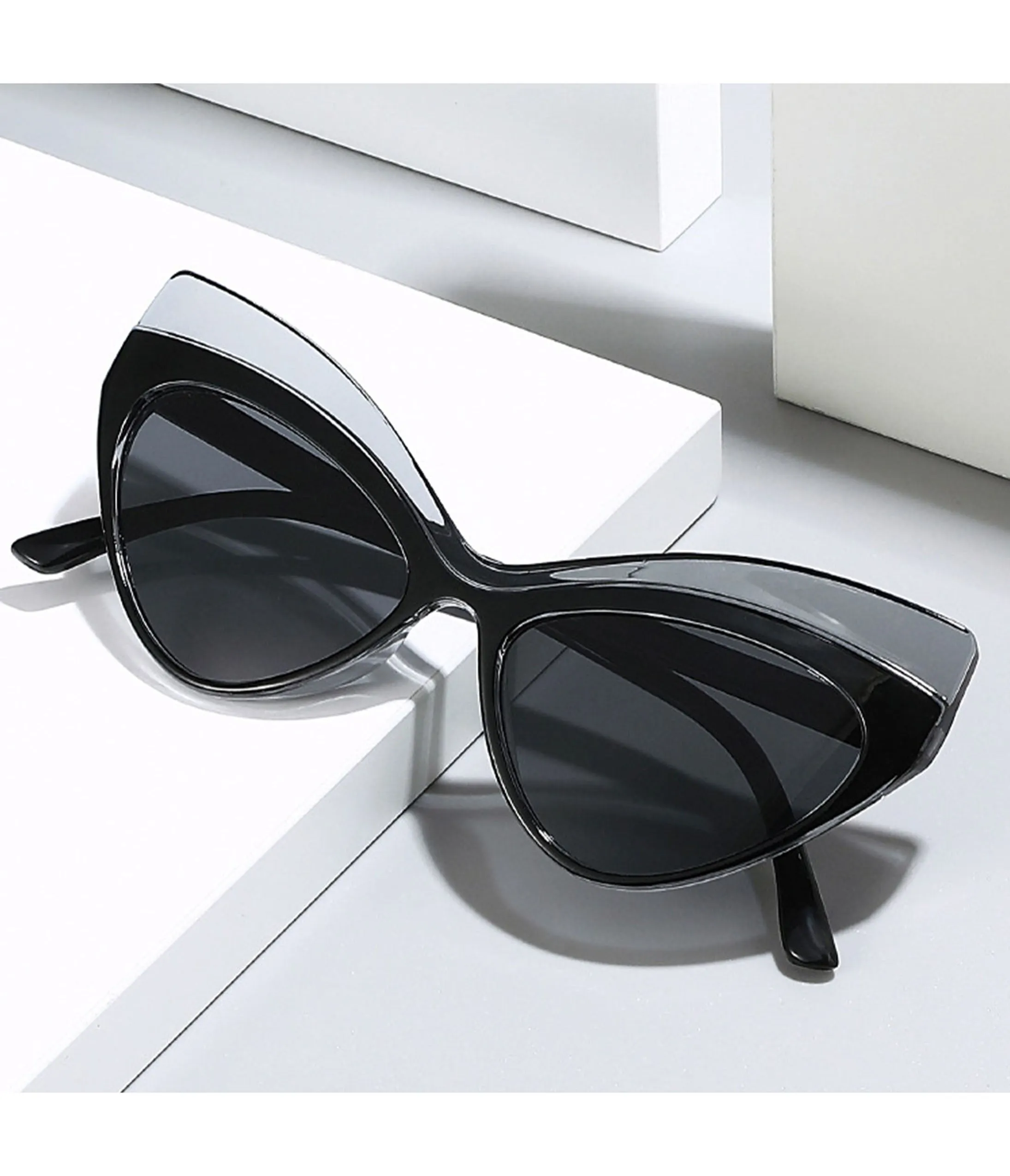 Black Dramatic Cat Eye Sunglasses sold by Unique Vintage product image thumbnail 2