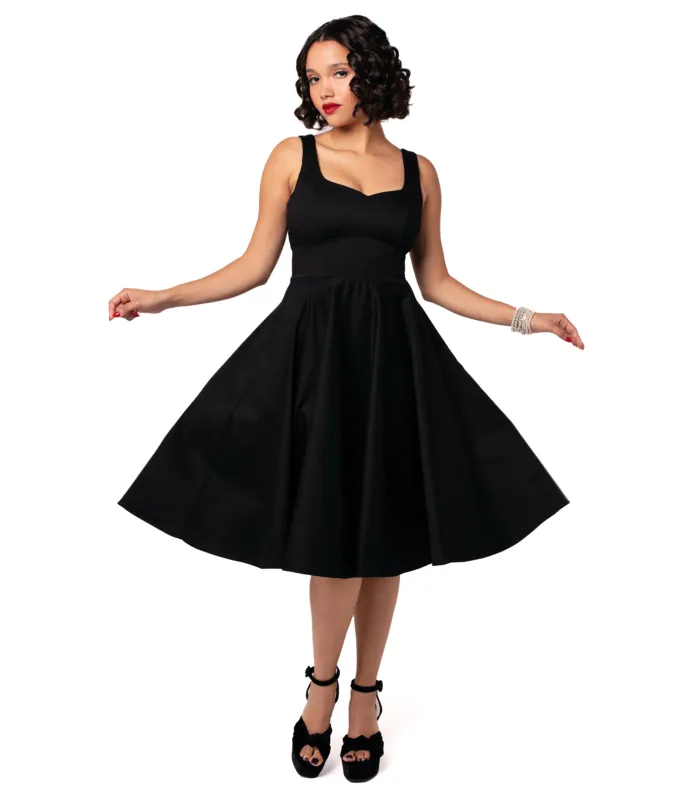 Hell Bunny Black Heidi Cotton Swing Dress sold by Unique Vintage
