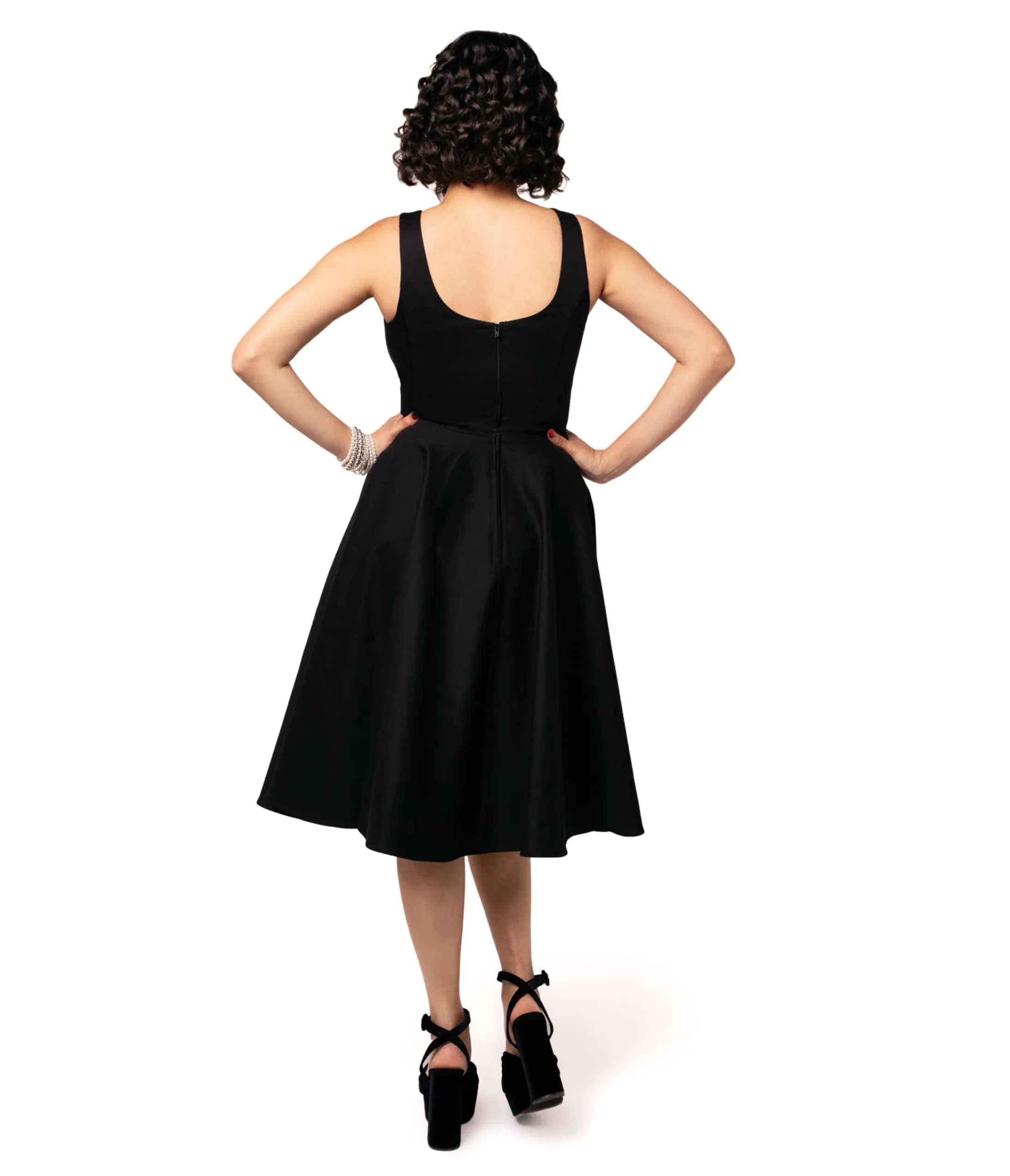Hell Bunny Black Heidi Cotton Swing Dress sold by Unique Vintage product image thumbnail 2