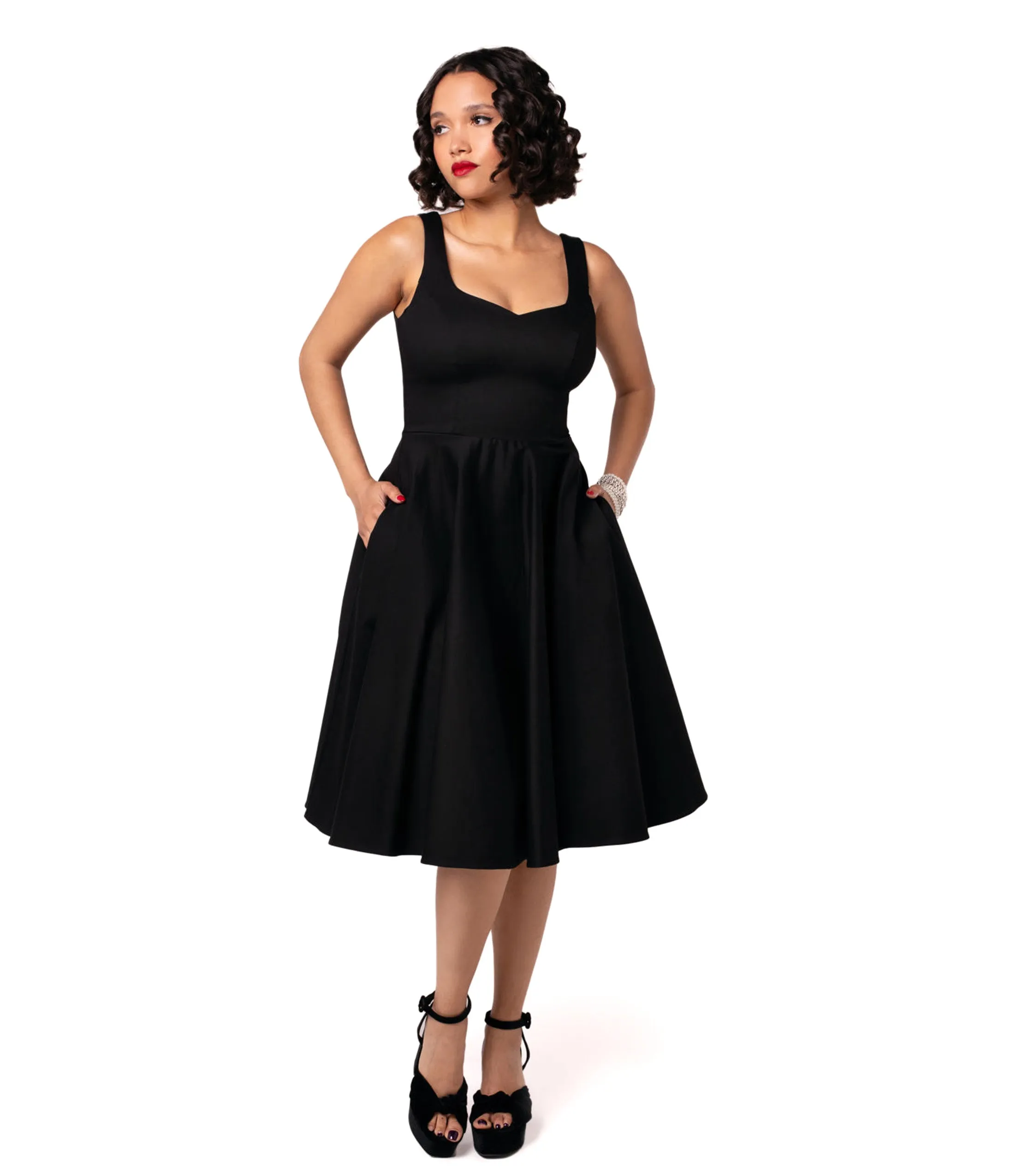 Hell Bunny Black Heidi Cotton Swing Dress sold by Unique Vintage product image thumbnail 3