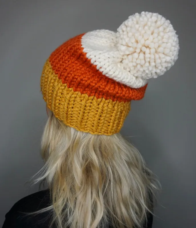Candy Corn Stripe Knit Beanie sold by Unique Vintage