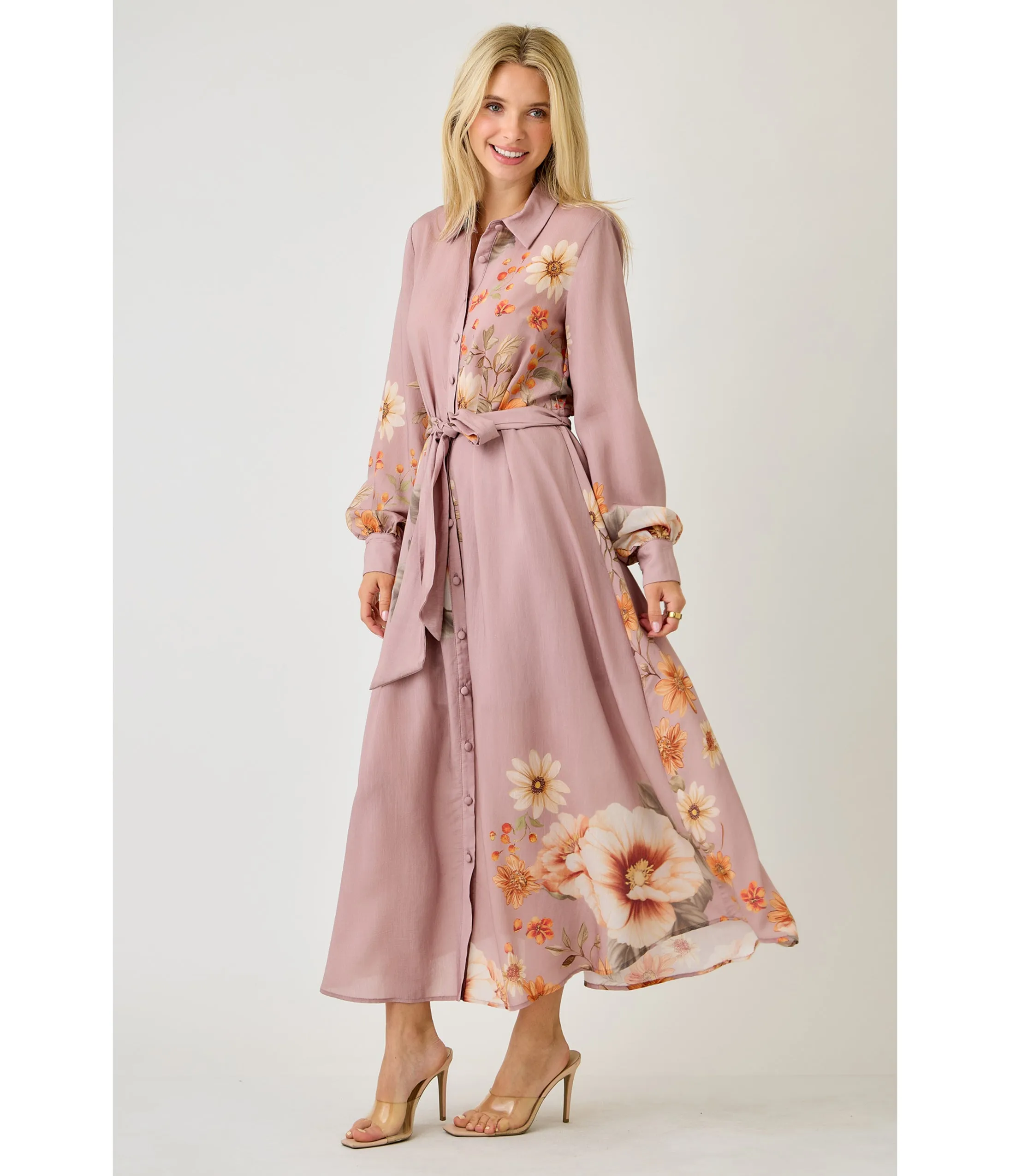Dusty Rose Floral Maxi Dress sold by Unique Vintage product image thumbnail 2