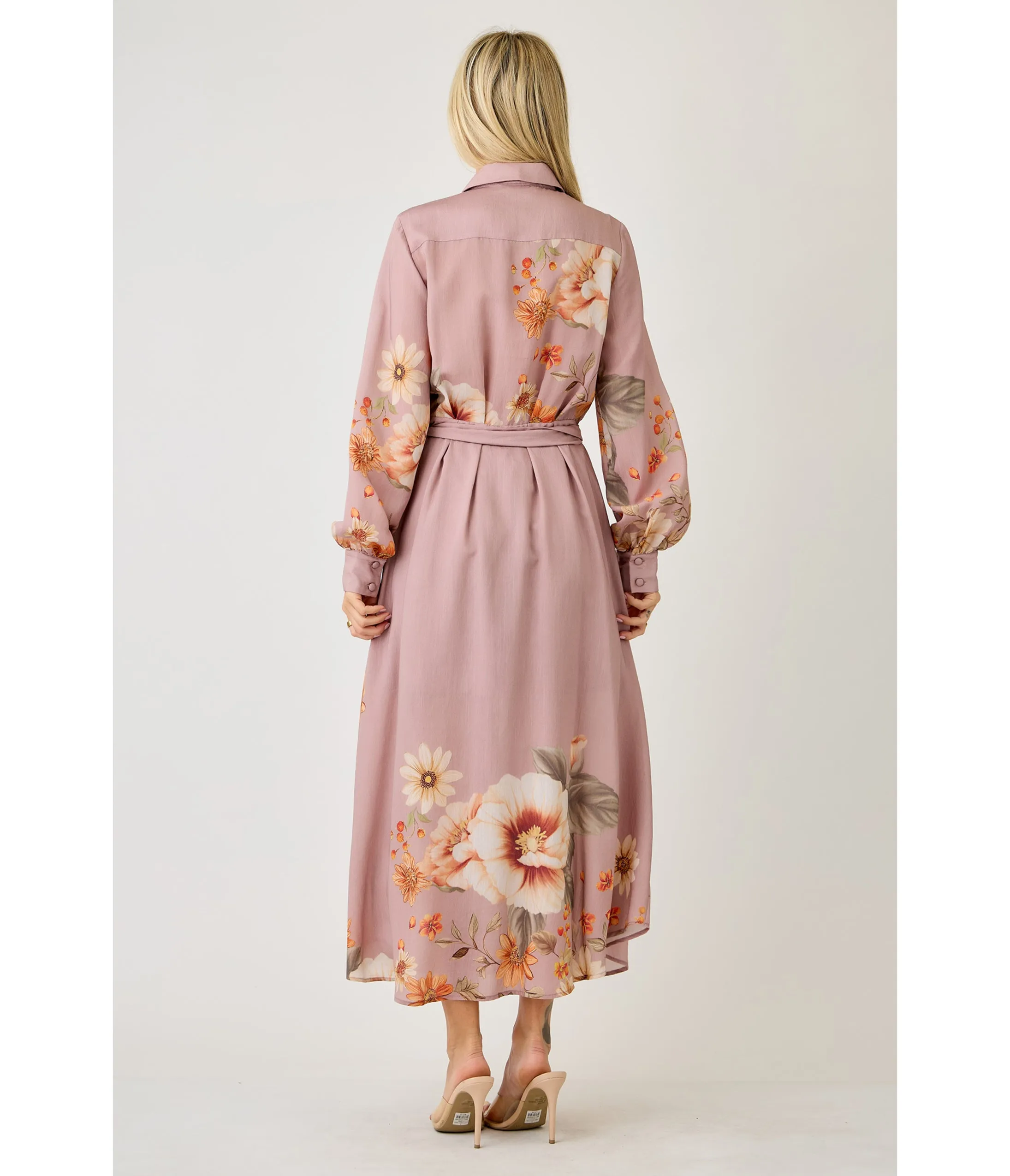 Dusty Rose Floral Maxi Dress sold by Unique Vintage product image thumbnail 3