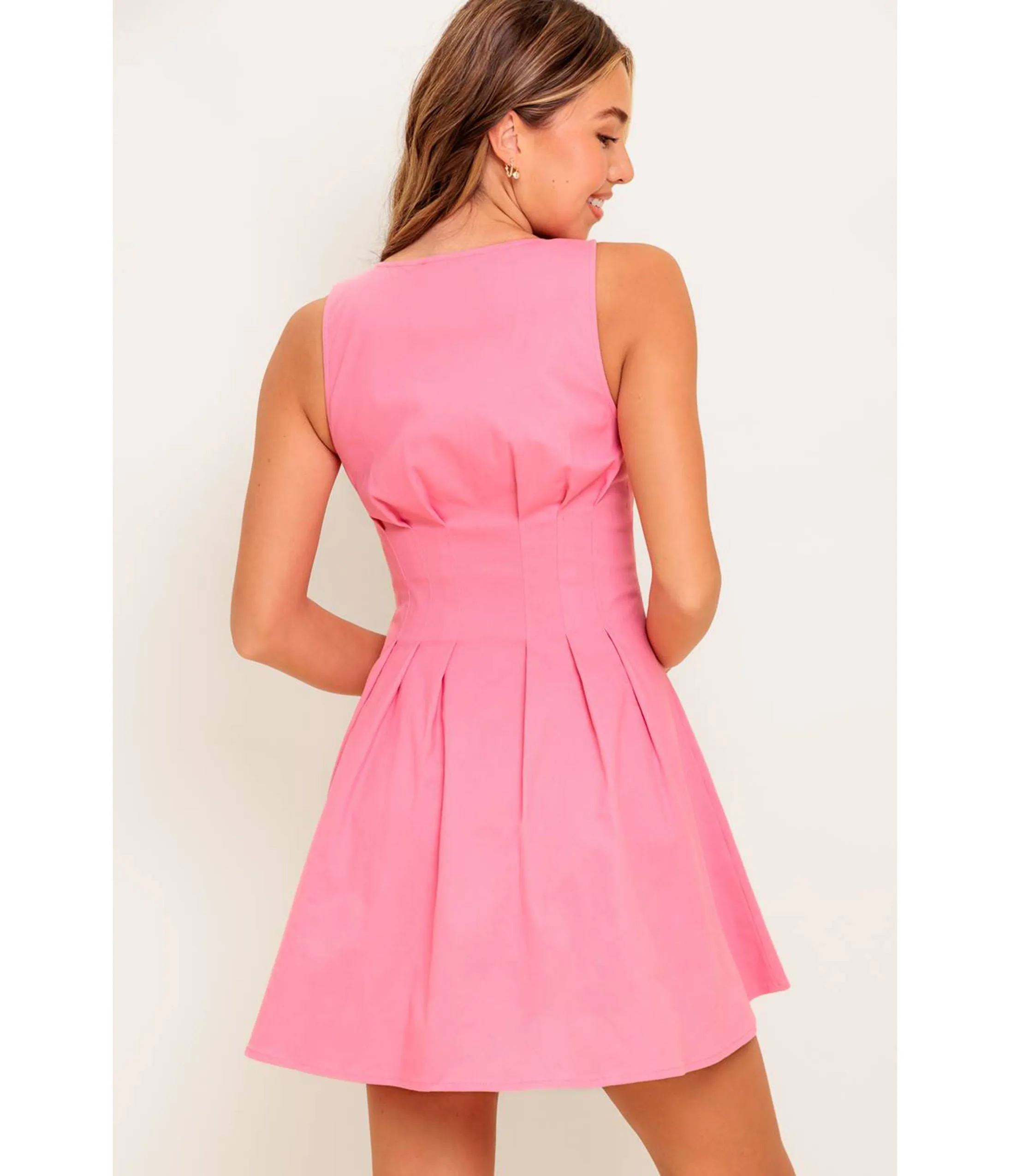 Cotton Candy Pink Sleeveless Cotton Mini Dress sold by Unique Vintage product image thumbnail 3