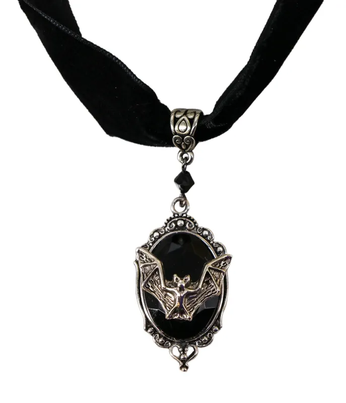 Bat Cameo Velvet Choker sold by Unique Vintage