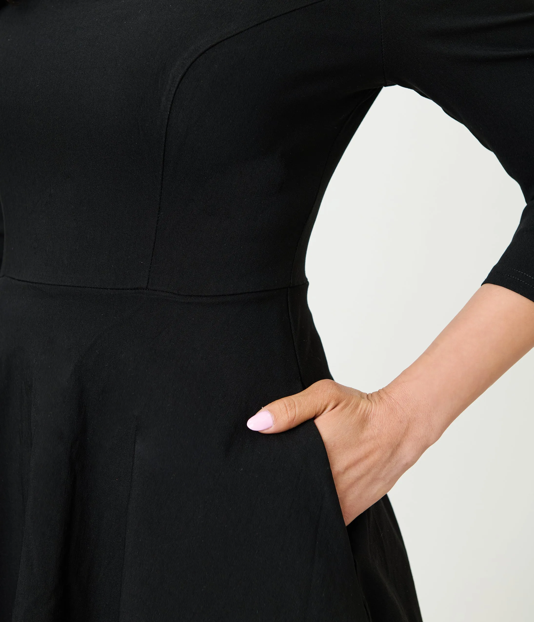 Unique Vintage Black Square Neck Swing Dress sold by Unique Vintage product image thumbnail 4