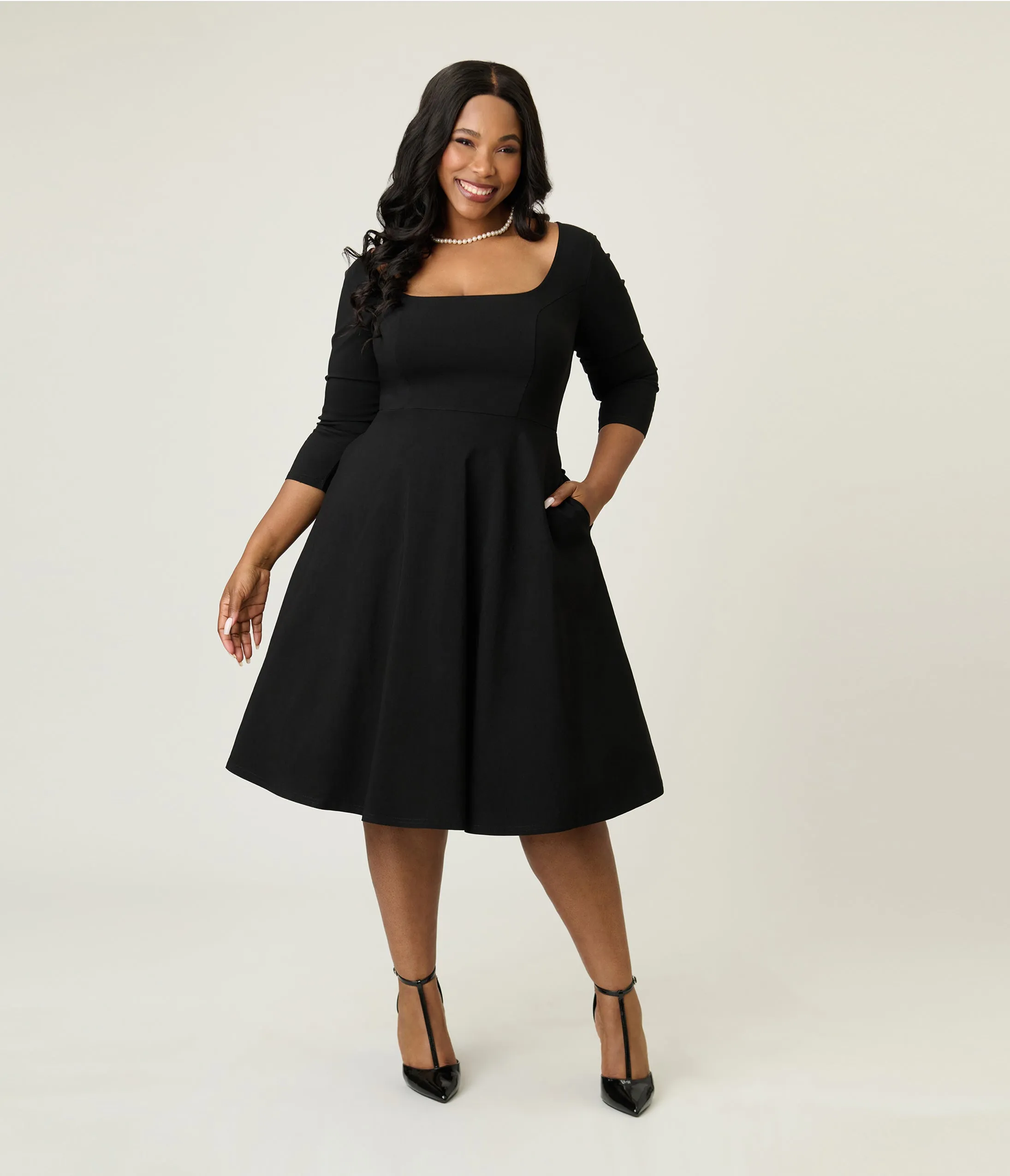 Unique Vintage Plus Size Black Square Neck Swing Dress sold by Unique Vintage product image thumbnail 4