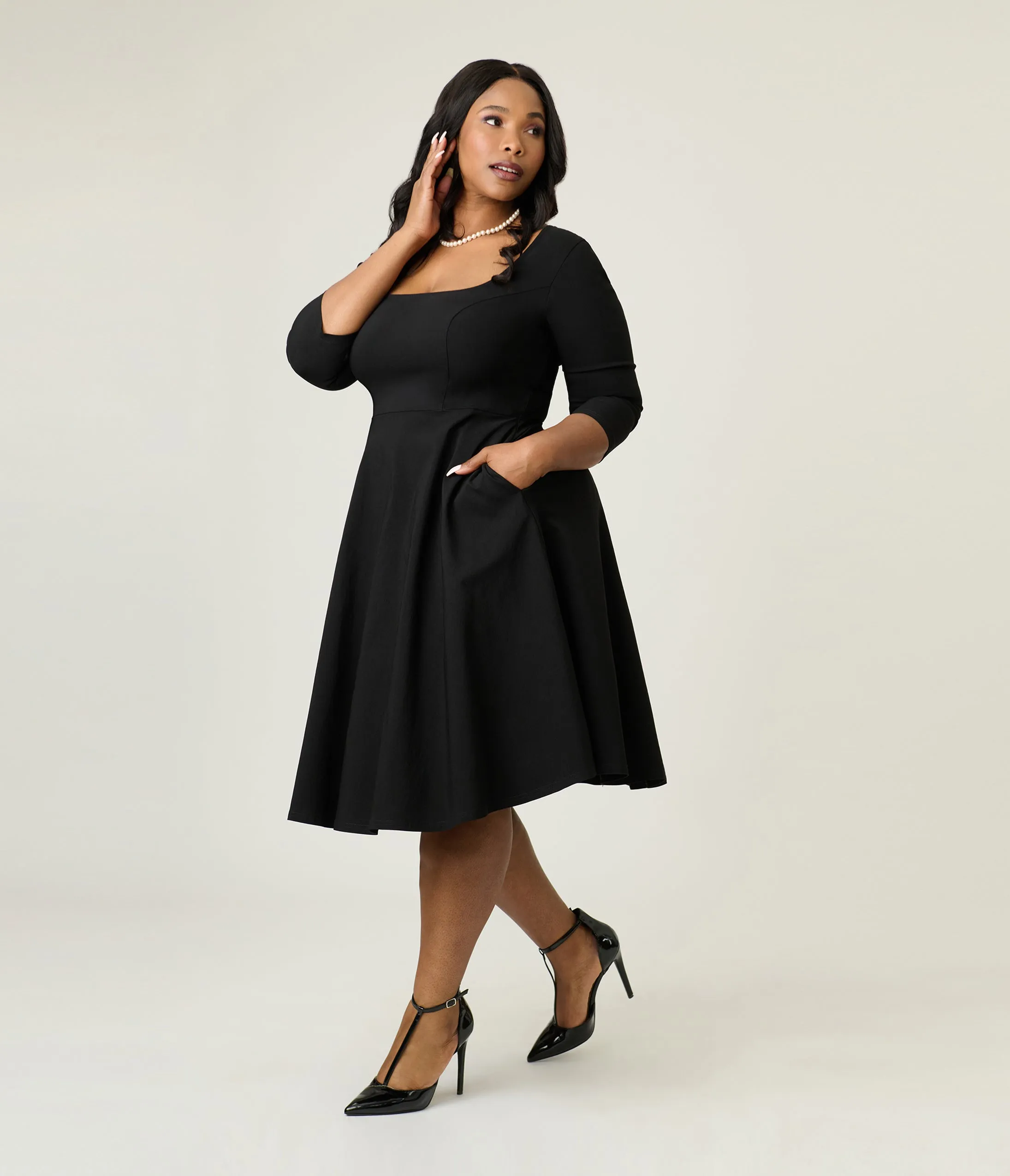 Unique Vintage Plus Size Black Square Neck Swing Dress sold by Unique Vintage product image thumbnail 3